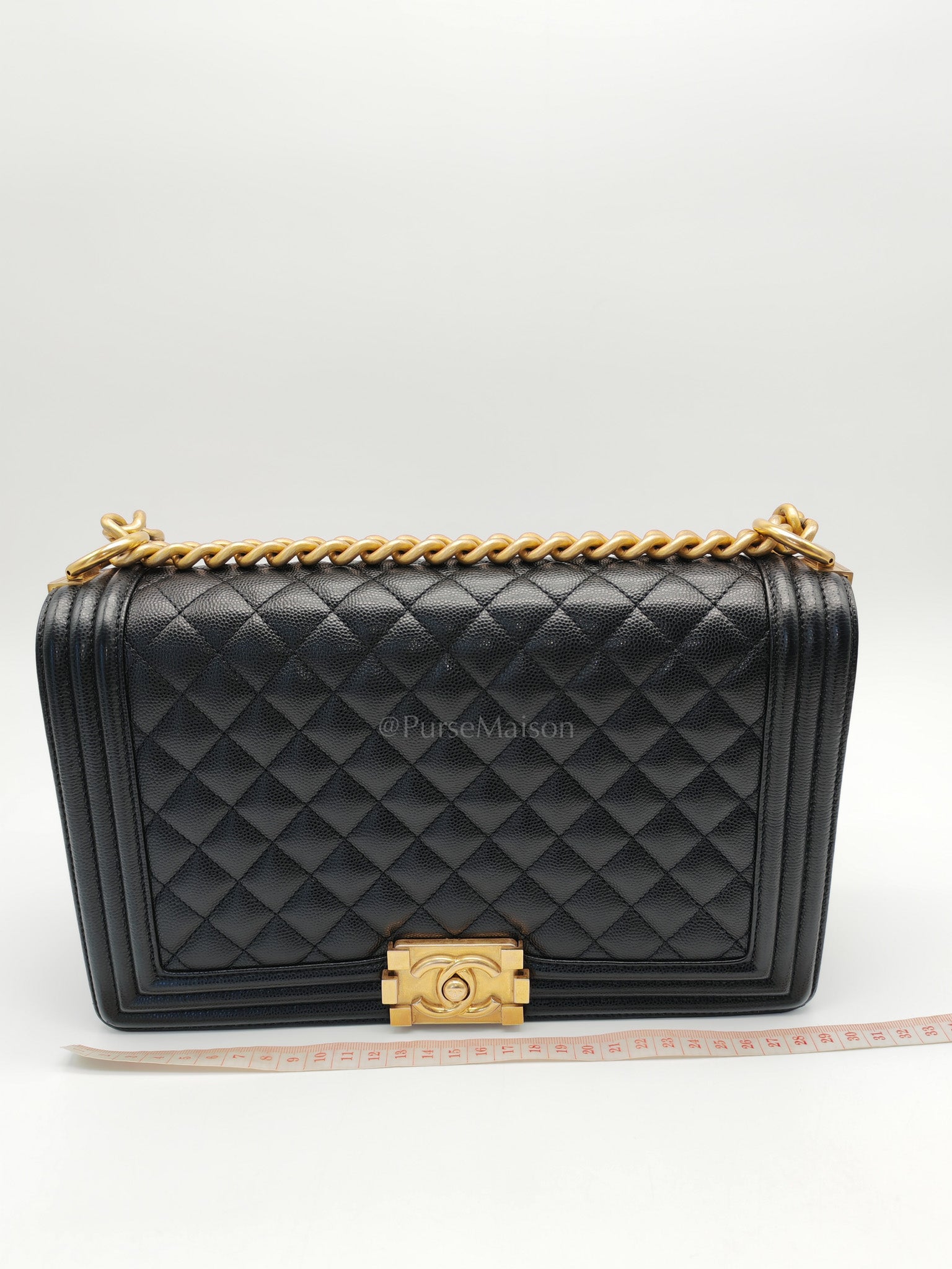 Le Boy New Medium in Black Quilted Caviar Leather & Aged Gold Hardware Series 28