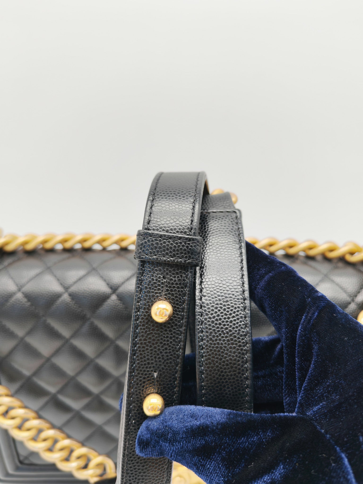 Le Boy New Medium in Black Quilted Caviar Leather & Aged Gold Hardware Series 28