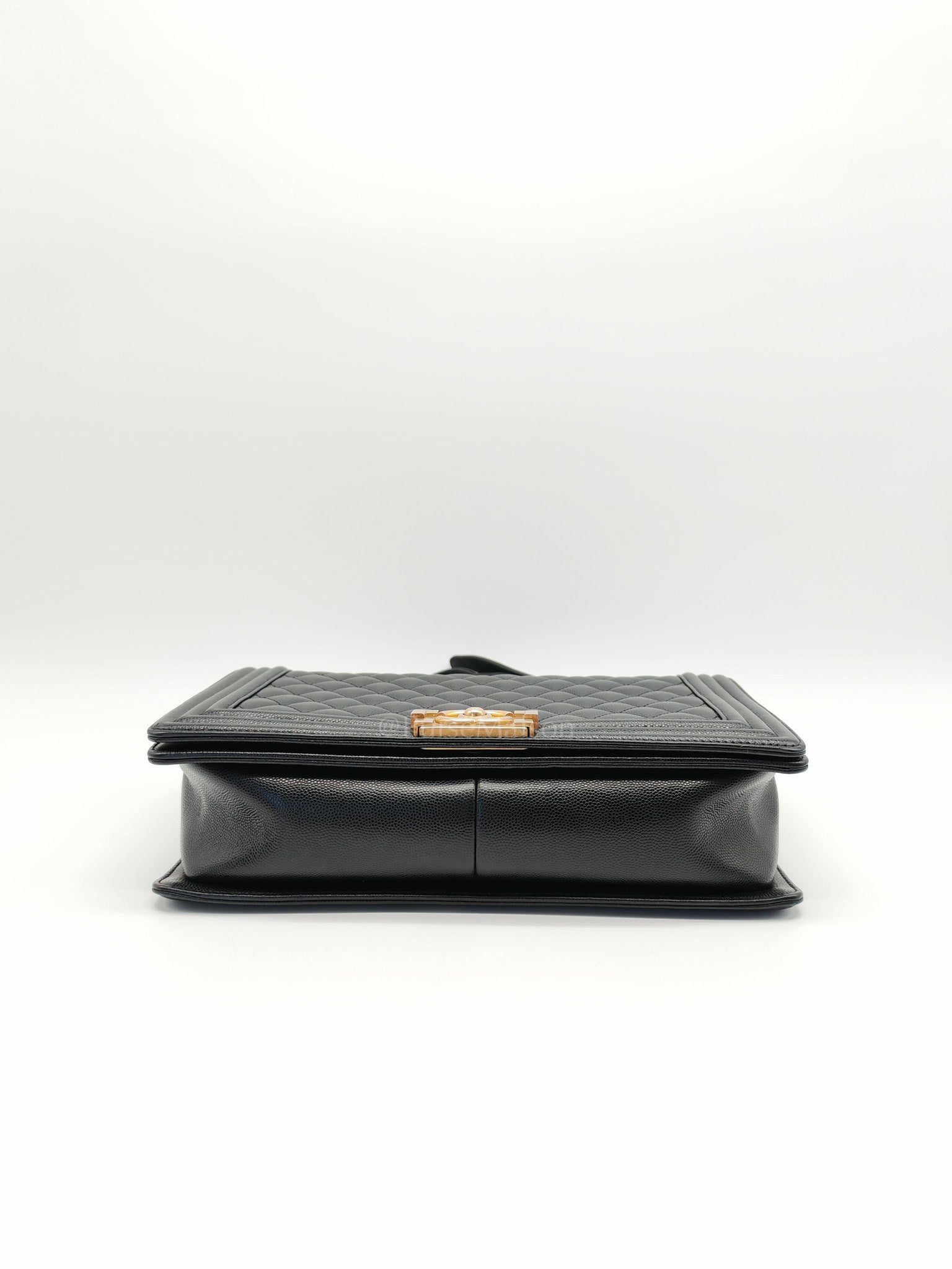 Le Boy New Medium in Black Quilted Caviar Leather & Aged Gold Hardware Series 28