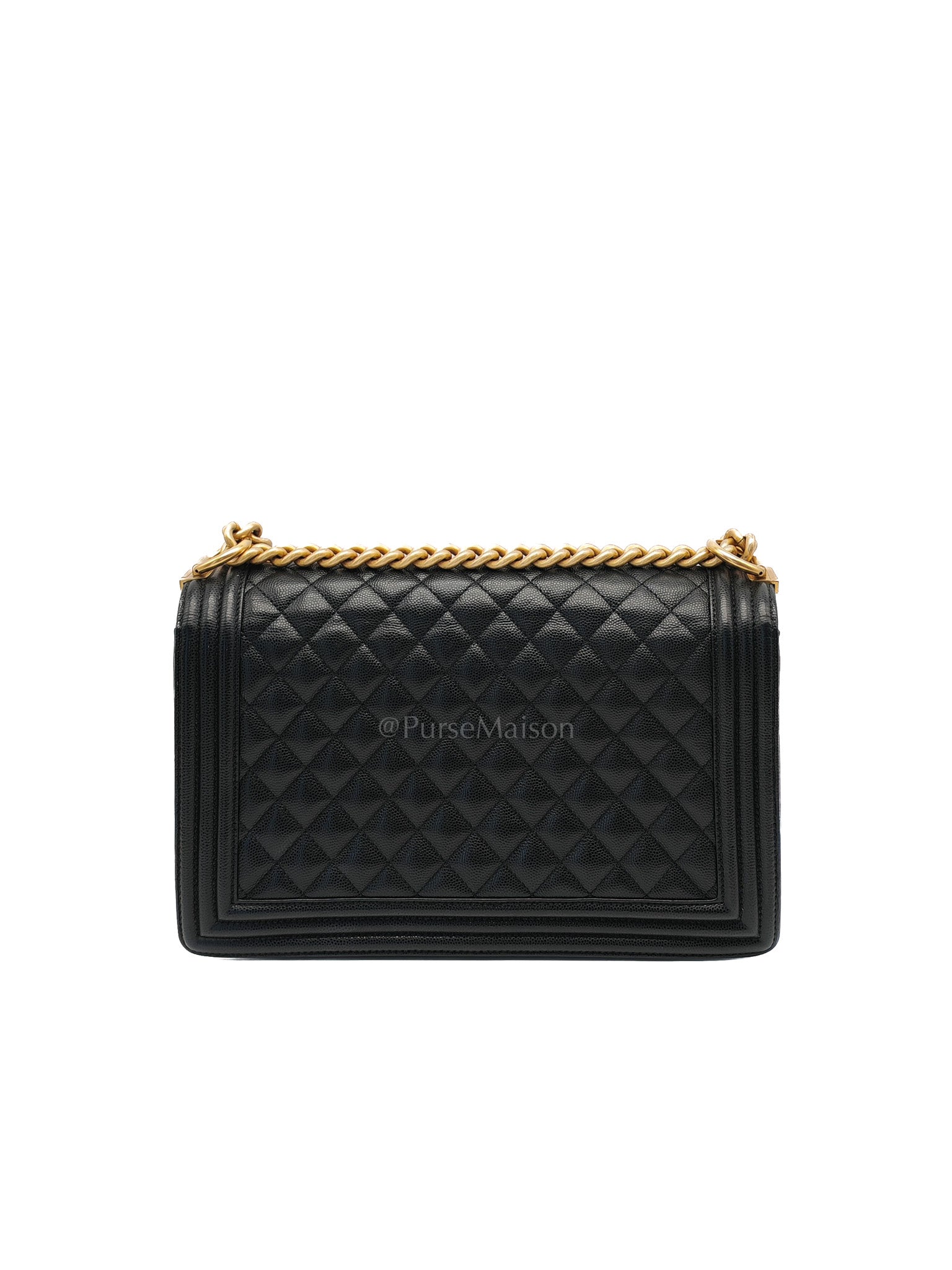 Le Boy New Medium in Black Quilted Caviar Leather & Aged Gold Hardware Series 28
