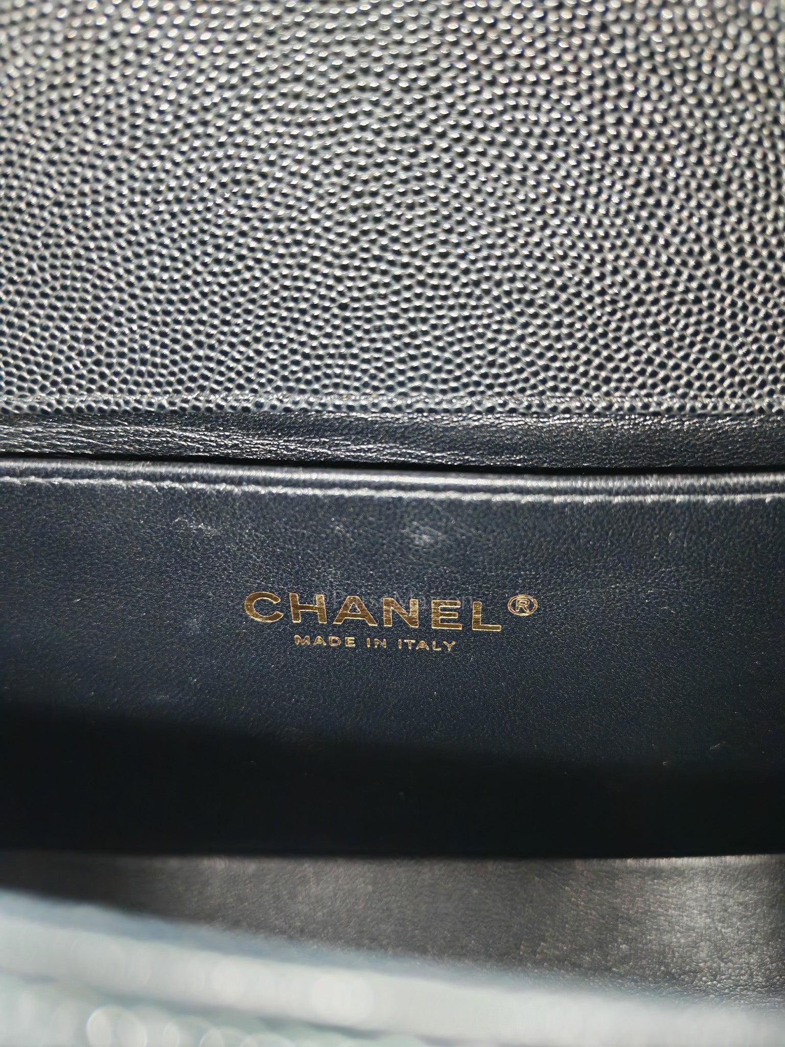 Boy Old Medium in Black Quilted Caviar Leather & Gold Hardware Microchip