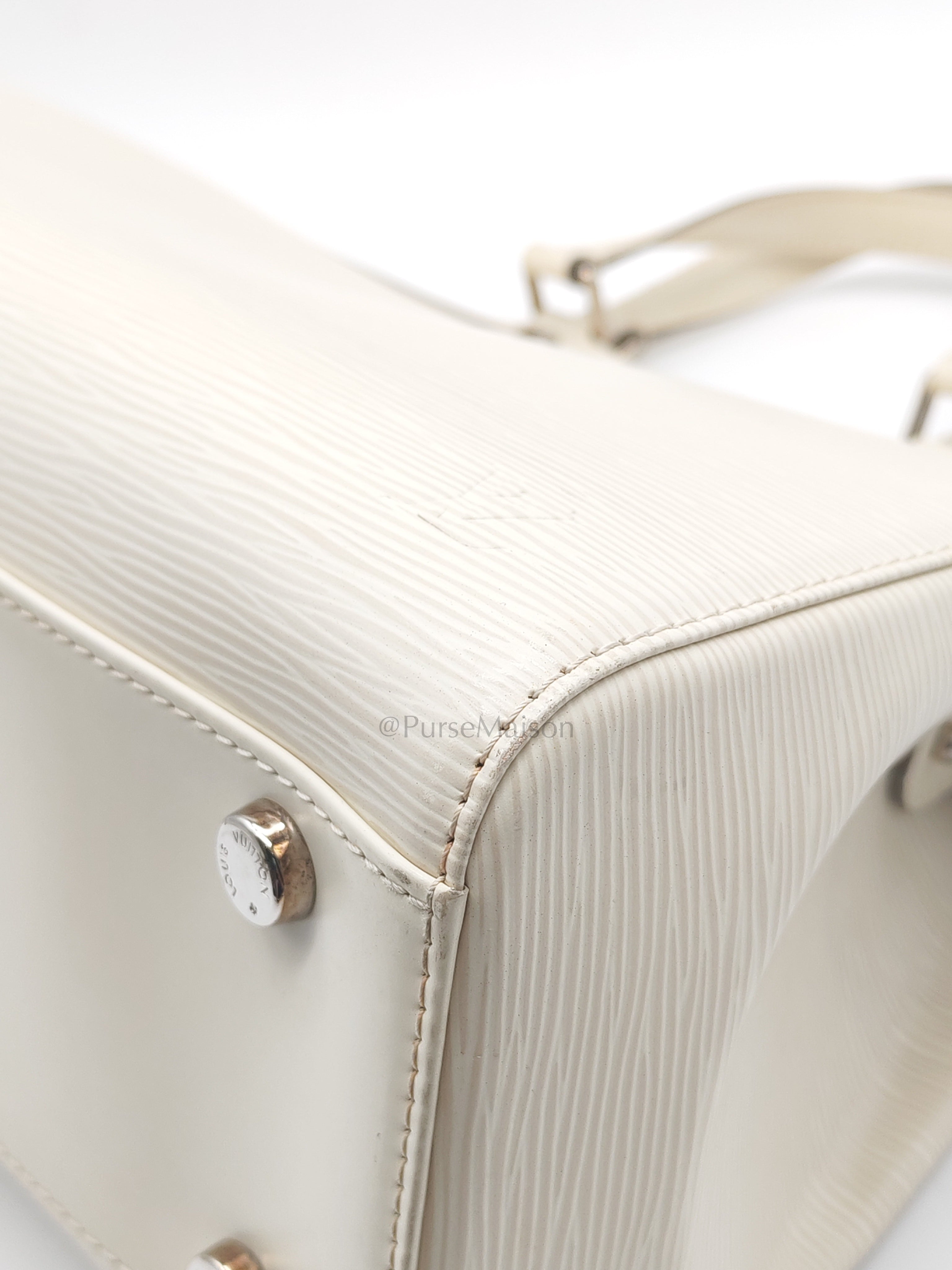 Brea GM in White Ivorie Epi Leather & Silver Hardware | Purse Maison Luxury Bags Shop