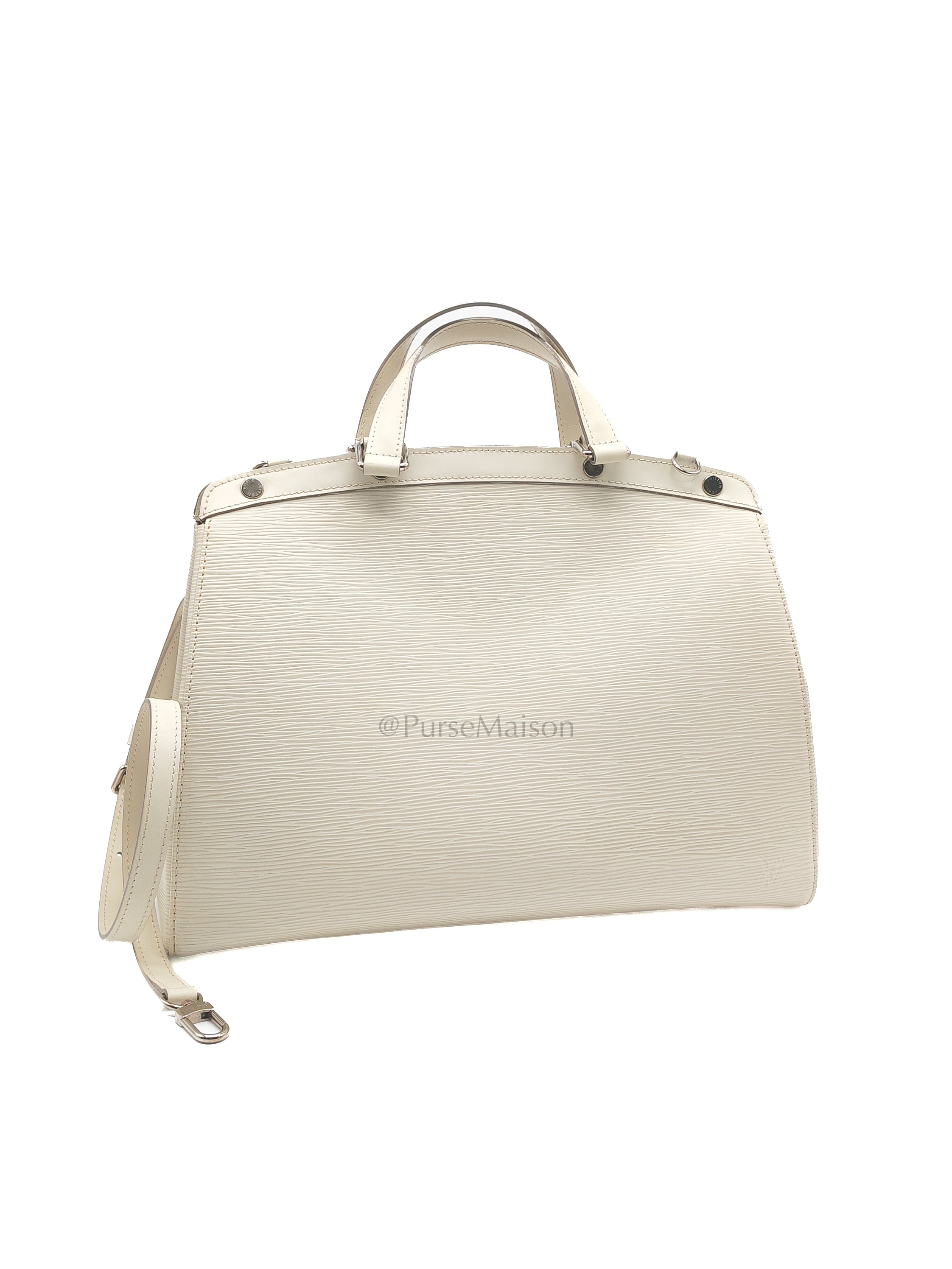 Brea GM in White Ivorie Epi Leather & Silver Hardware | Purse Maison Luxury Bags Shop