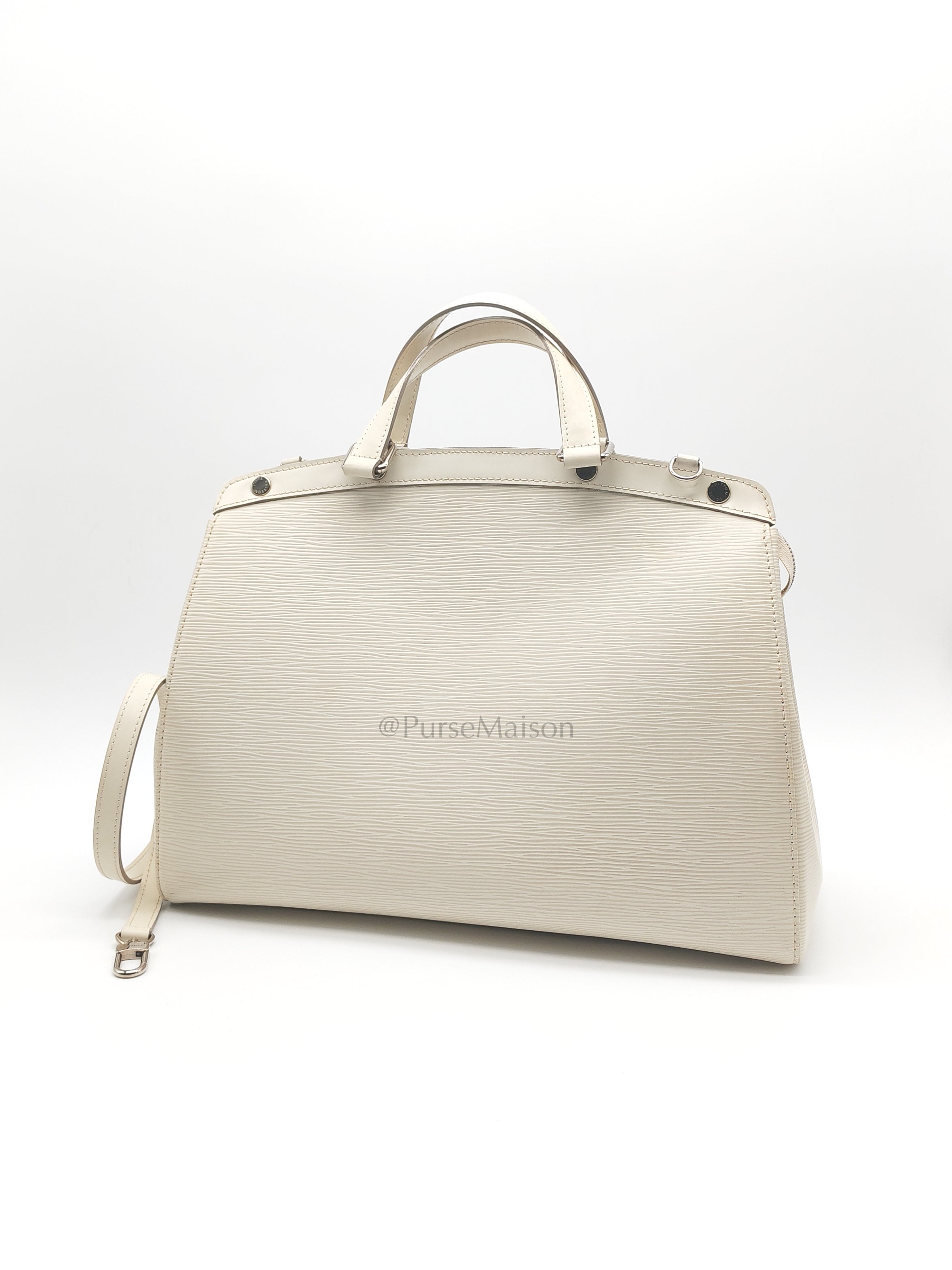 Brea GM in White Ivorie Epi Leather & Silver Hardware | Purse Maison Luxury Bags Shop