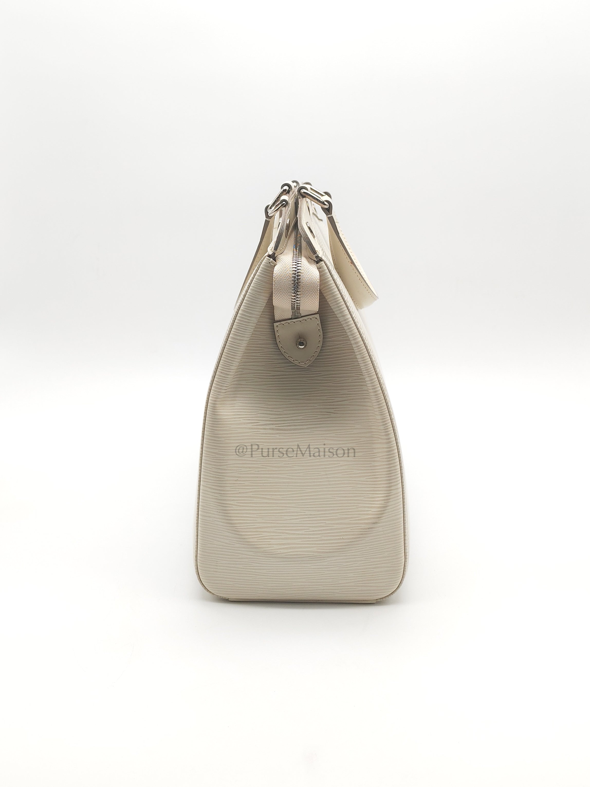 Brea GM in White Ivorie Epi Leather & Silver Hardware | Purse Maison Luxury Bags Shop