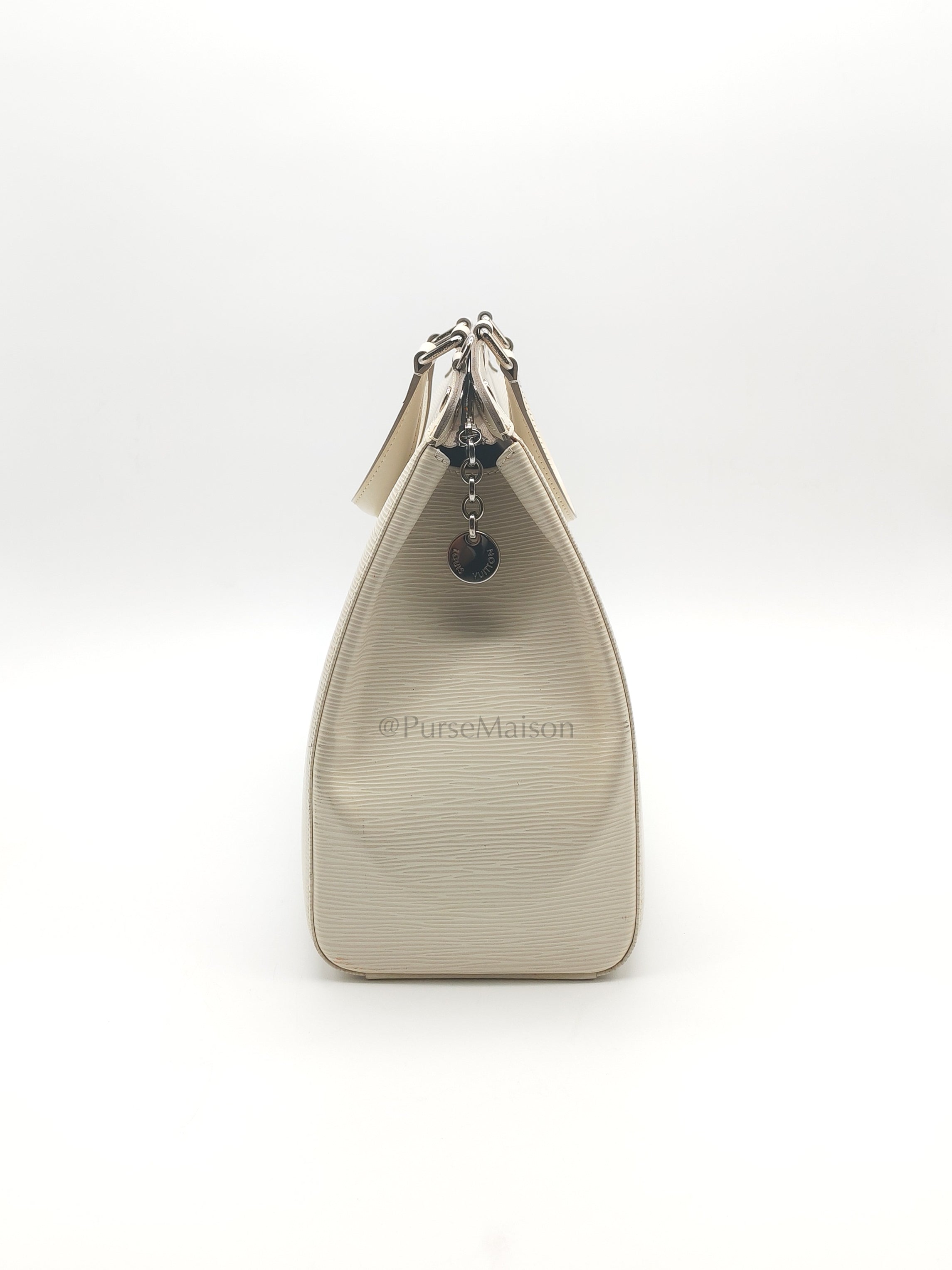 Brea GM in White Ivorie Epi Leather & Silver Hardware | Purse Maison Luxury Bags Shop