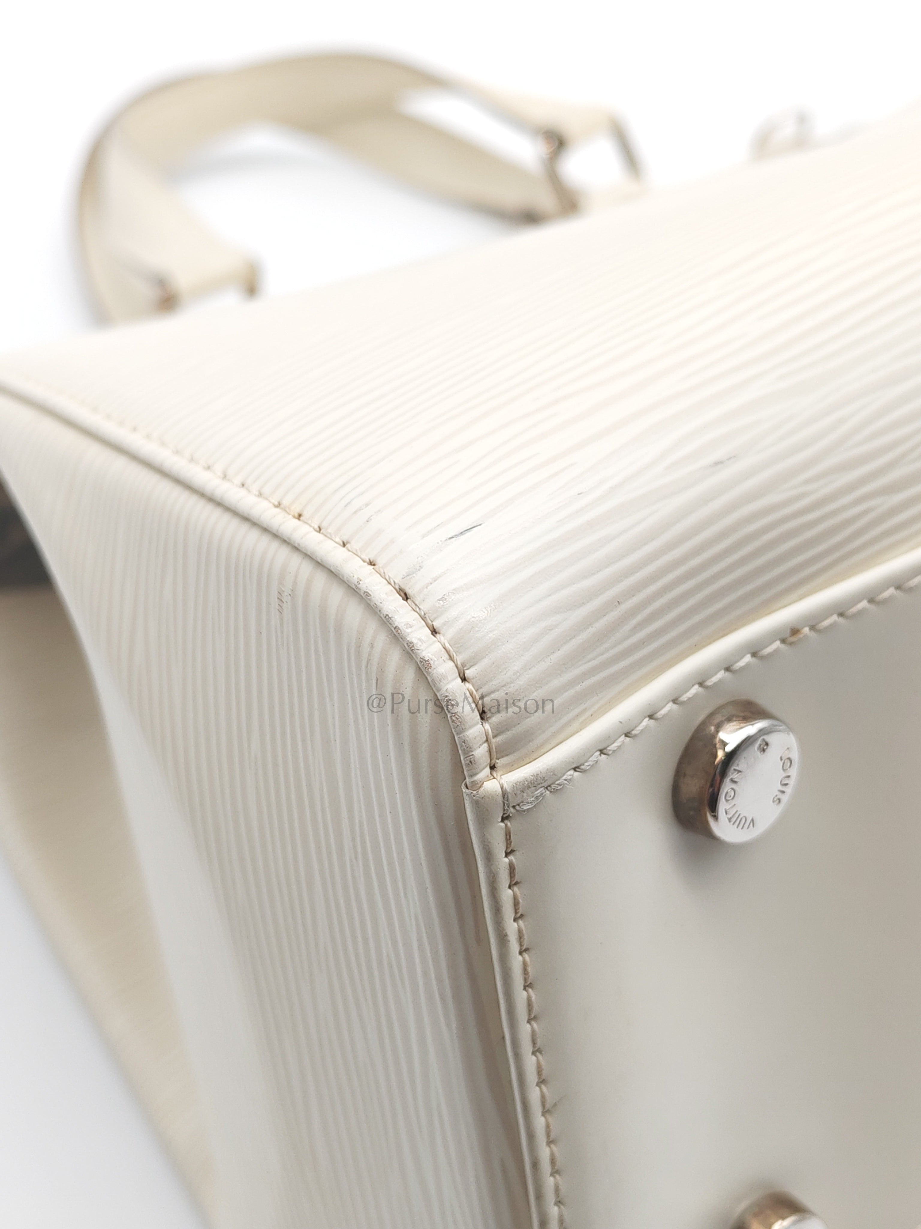 Brea GM in White Ivorie Epi Leather & Silver Hardware | Purse Maison Luxury Bags Shop