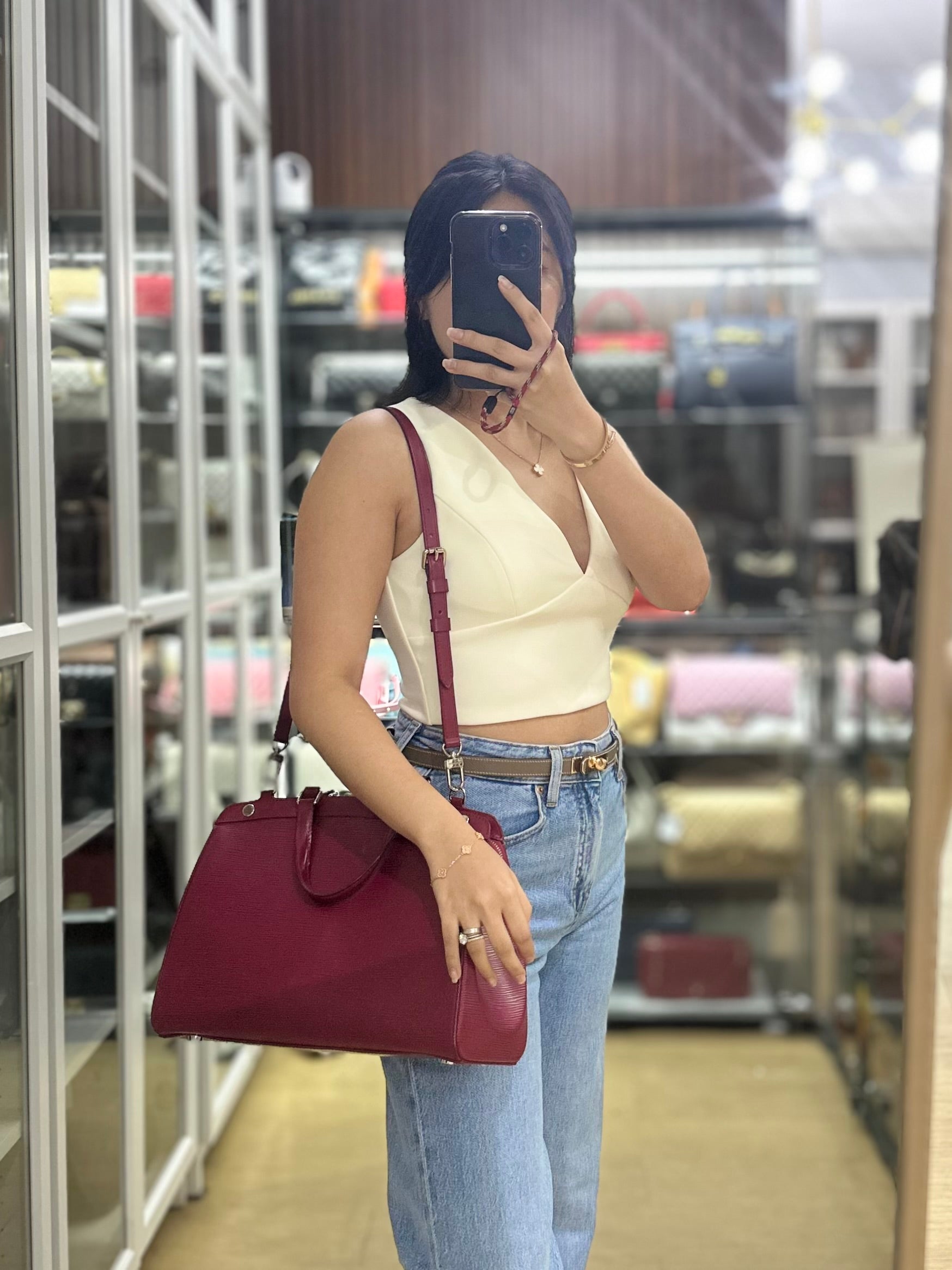 Brea in Carmine Red Epi Leather (Date Code: FL4143) | Purse Maison Luxury Bags Shop