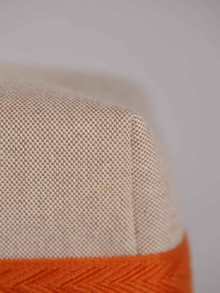 Bride-A-Brac Large Pouch Orange Handle and Beige Canvas | Purse Maison Luxury Bags Shop