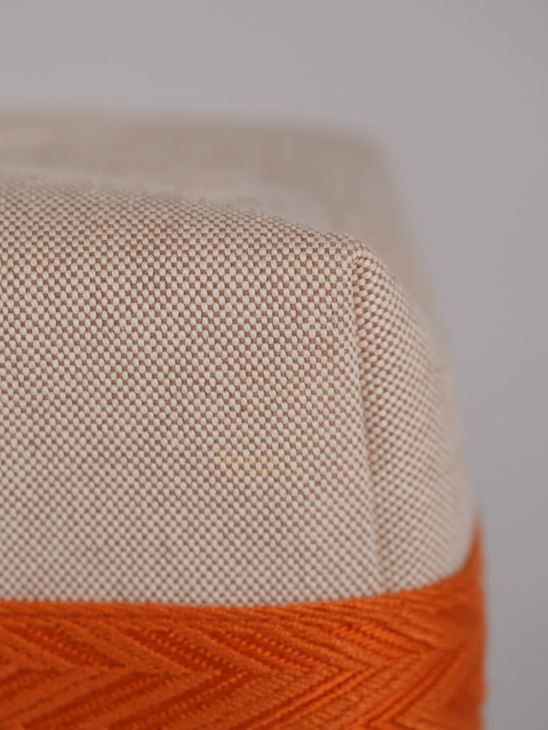 Bride-A-Brac Large Pouch Orange Handle and Beige Canvas | Purse Maison Luxury Bags Shop