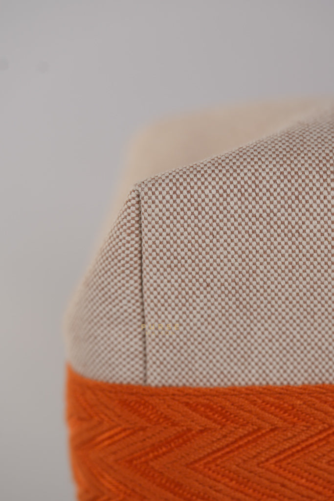 Bride-A-Brac Large Pouch Orange Handle and Beige Canvas | Purse Maison Luxury Bags Shop
