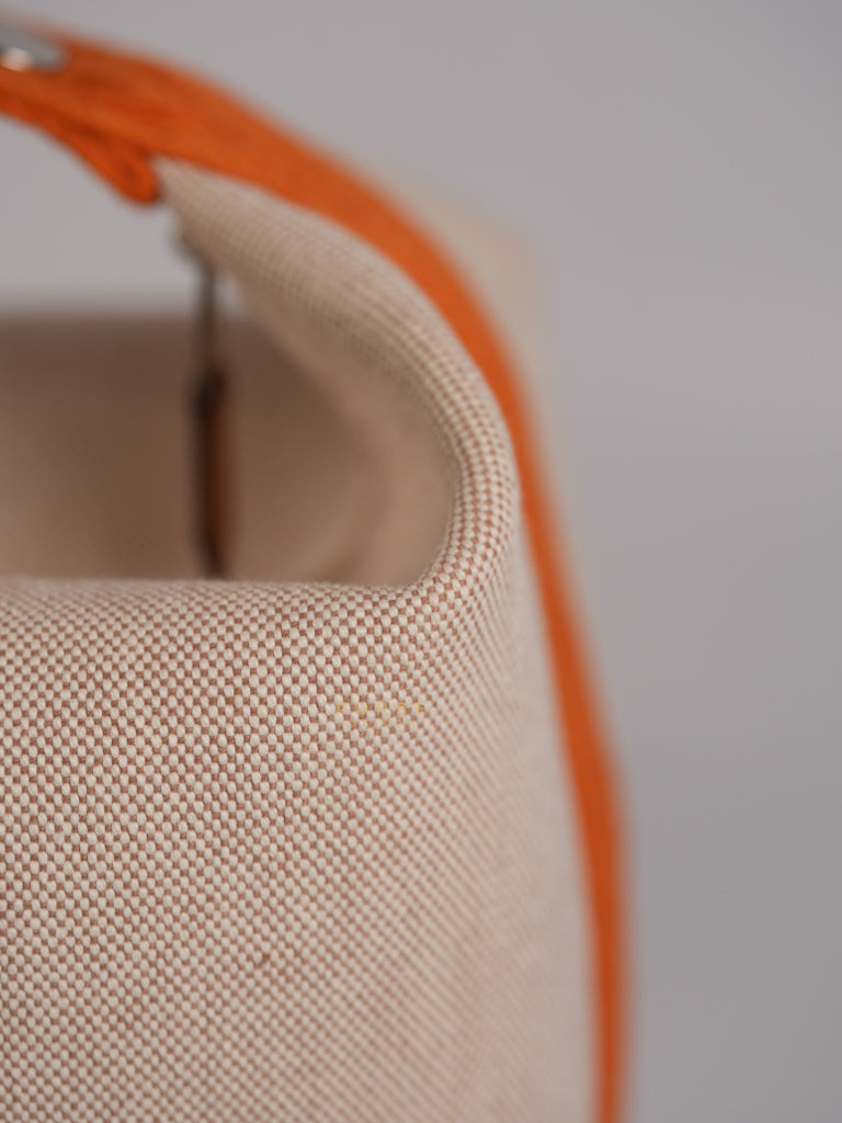 Bride-A-Brac Large Pouch Orange Handle and Beige Canvas | Purse Maison Luxury Bags Shop