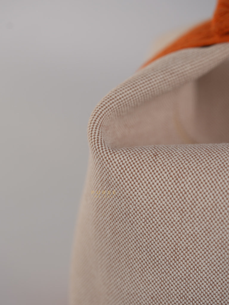 Bride-A-Brac Large Pouch Orange Handle and Beige Canvas | Purse Maison Luxury Bags Shop