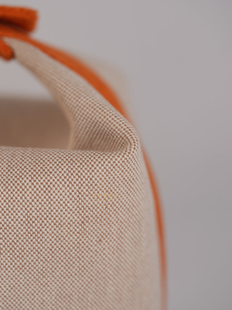 Bride-A-Brac Large Pouch Orange Handle and Beige Canvas | Purse Maison Luxury Bags Shop