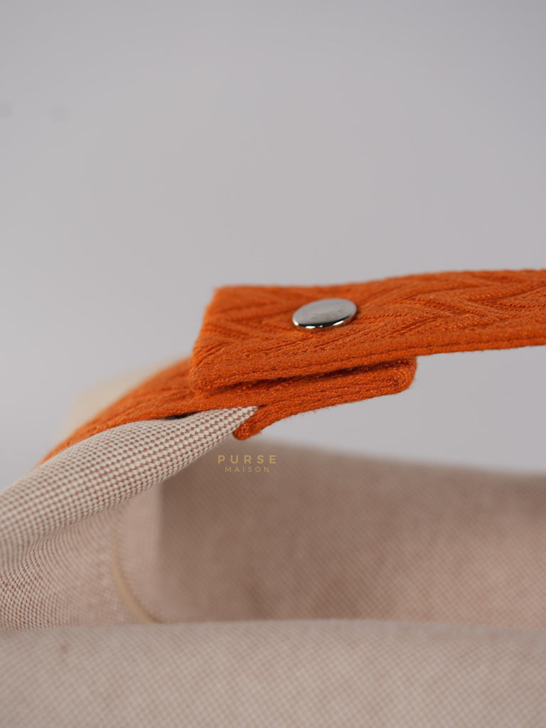 Bride-A-Brac Large Pouch Orange Handle and Beige Canvas | Purse Maison Luxury Bags Shop