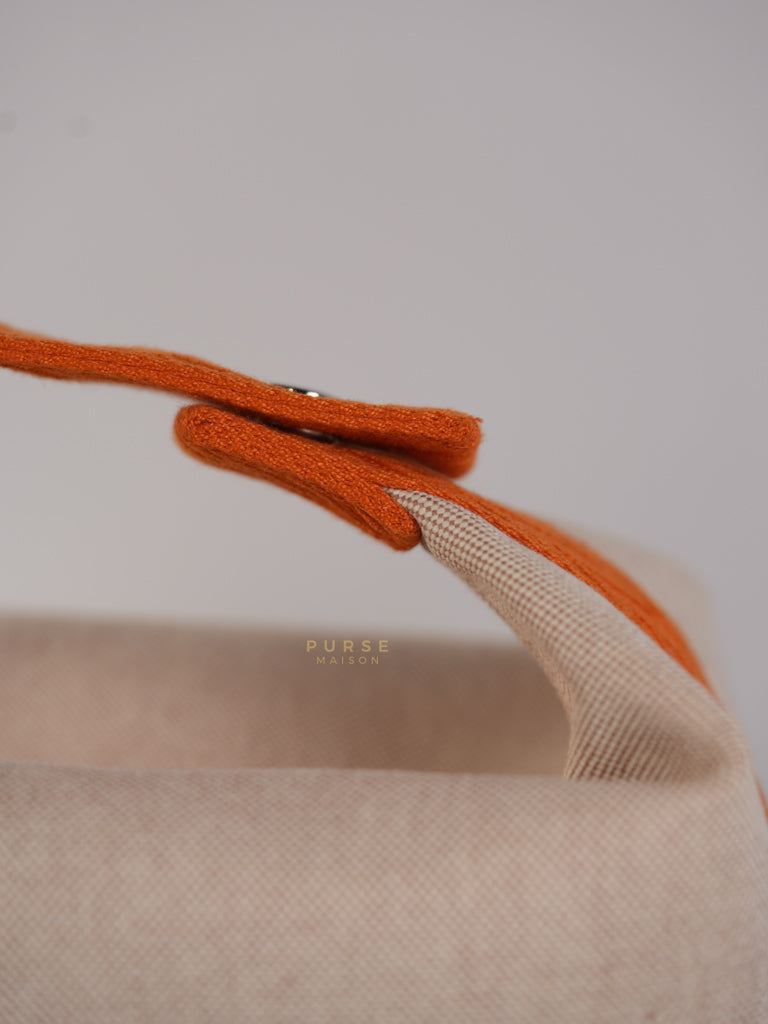 Bride-A-Brac Large Pouch Orange Handle and Beige Canvas | Purse Maison Luxury Bags Shop