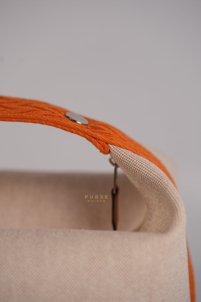 Bride-A-Brac Large Pouch Orange Handle and Beige Canvas | Purse Maison Luxury Bags Shop