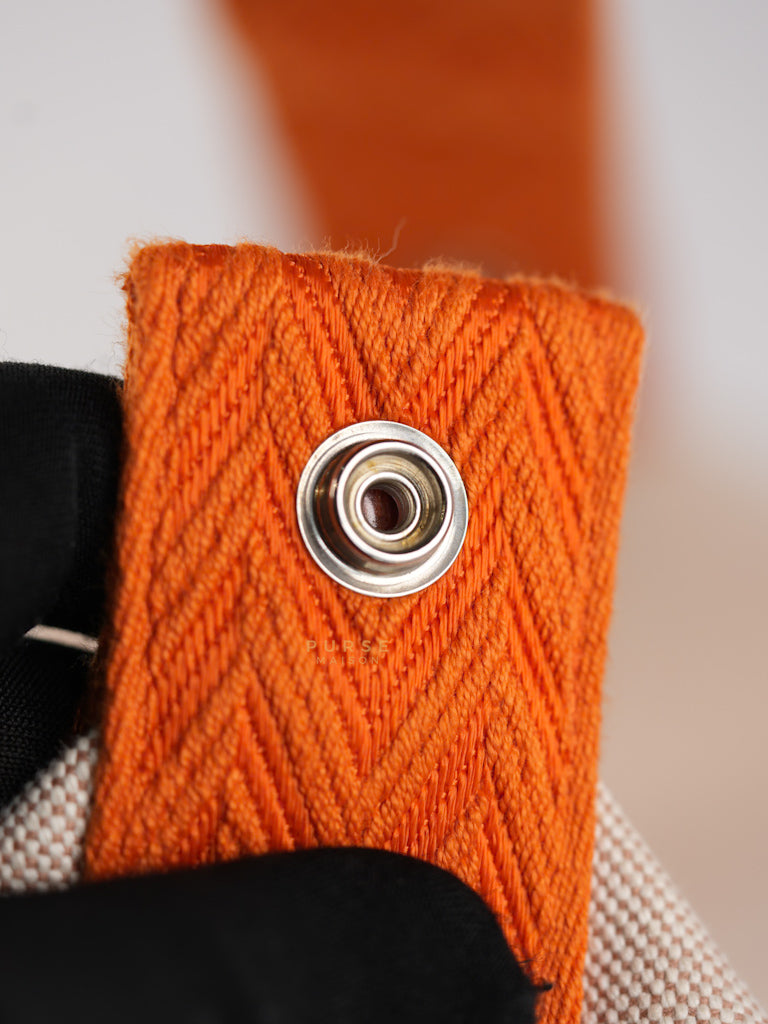 Bride-A-Brac Large Pouch Orange Handle and Beige Canvas | Purse Maison Luxury Bags Shop