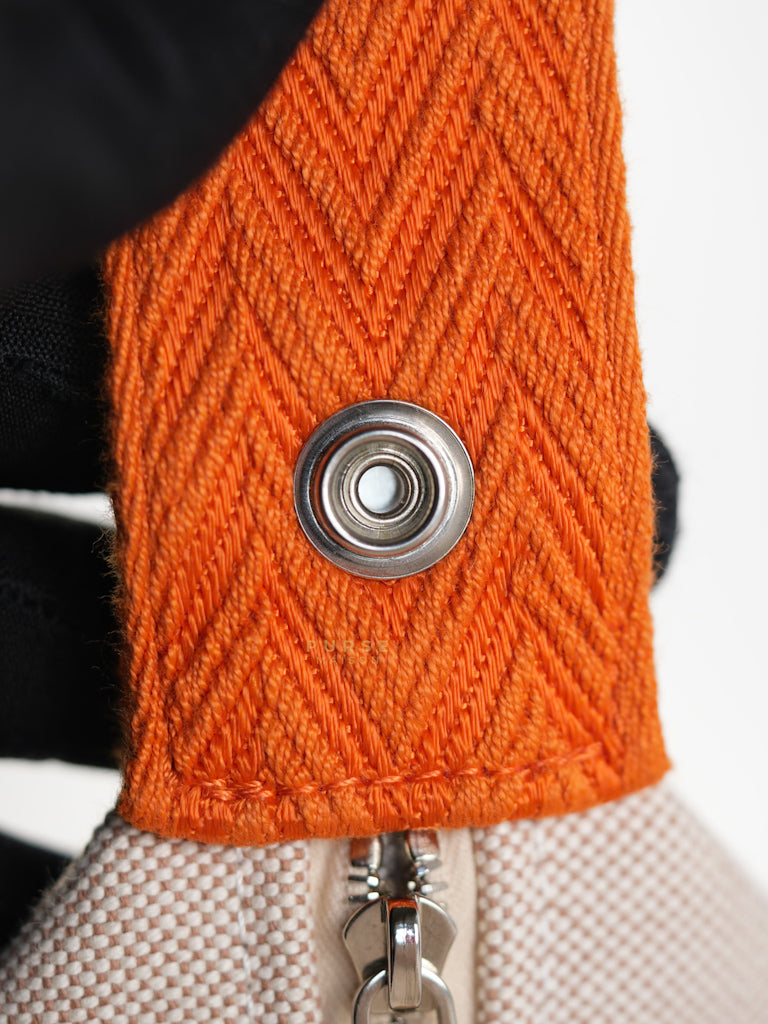 Bride-A-Brac Large Pouch Orange Handle and Beige Canvas | Purse Maison Luxury Bags Shop