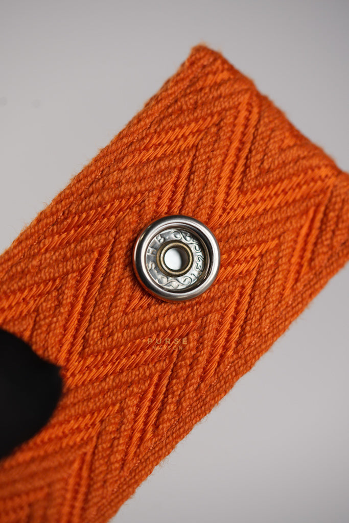 Bride-A-Brac Large Pouch Orange Handle and Beige Canvas | Purse Maison Luxury Bags Shop