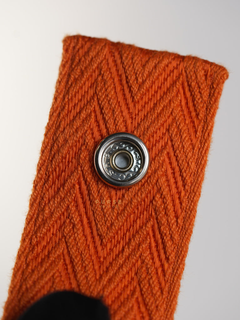 Bride-A-Brac Large Pouch Orange Handle and Beige Canvas | Purse Maison Luxury Bags Shop