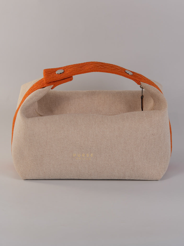 Bride-A-Brac Large Pouch Orange Handle and Beige Canvas | Purse Maison Luxury Bags Shop