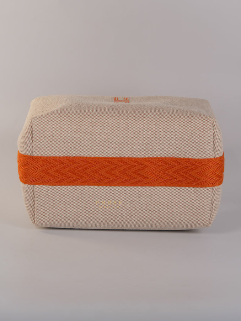 Bride-A-Brac Large Pouch Orange Handle and Beige Canvas | Purse Maison Luxury Bags Shop