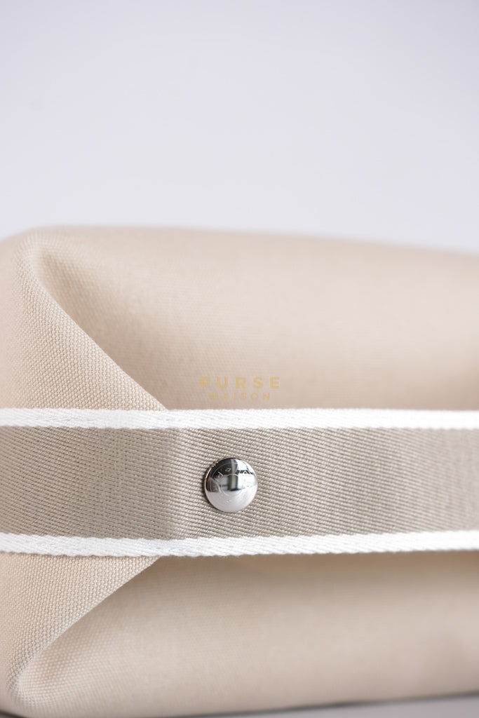 Bride A Brac PM Cosmetic Pouch in White/Cream Canvas and Palladium Hardware | Purse Maison Luxury Bags Shop