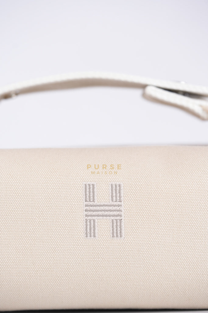 Bride A Brac PM Cosmetic Pouch in White/Cream Canvas and Palladium Hardware | Purse Maison Luxury Bags Shop