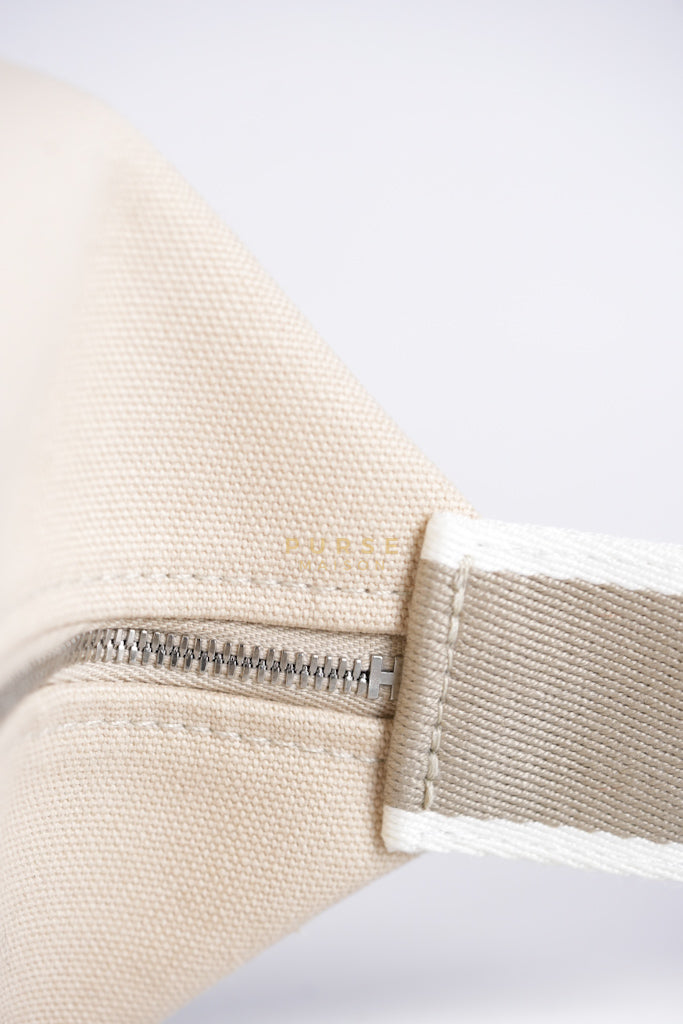 Bride A Brac PM Cosmetic Pouch in White/Cream Canvas and Palladium Hardware | Purse Maison Luxury Bags Shop