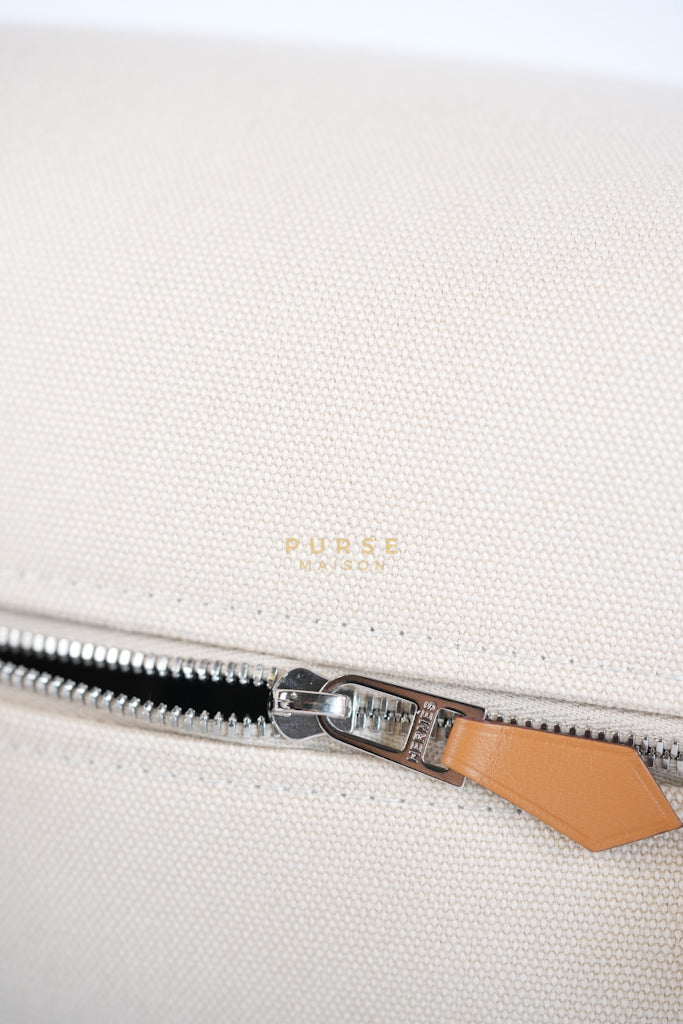 Bride A Brac PM Cosmetic Pouch in White/Cream Canvas and Palladium Hardware | Purse Maison Luxury Bags Shop