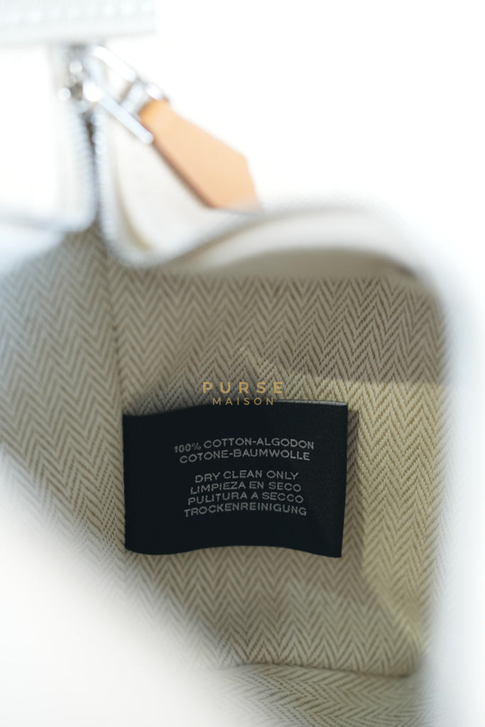 Bride A Brac PM Cosmetic Pouch in White/Cream Canvas and Palladium Hardware | Purse Maison Luxury Bags Shop