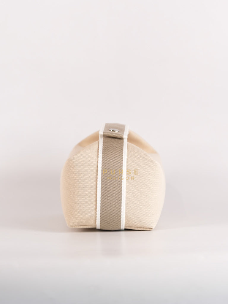 Bride A Brac PM Cosmetic Pouch in White/Cream Canvas and Palladium Hardware | Purse Maison Luxury Bags Shop