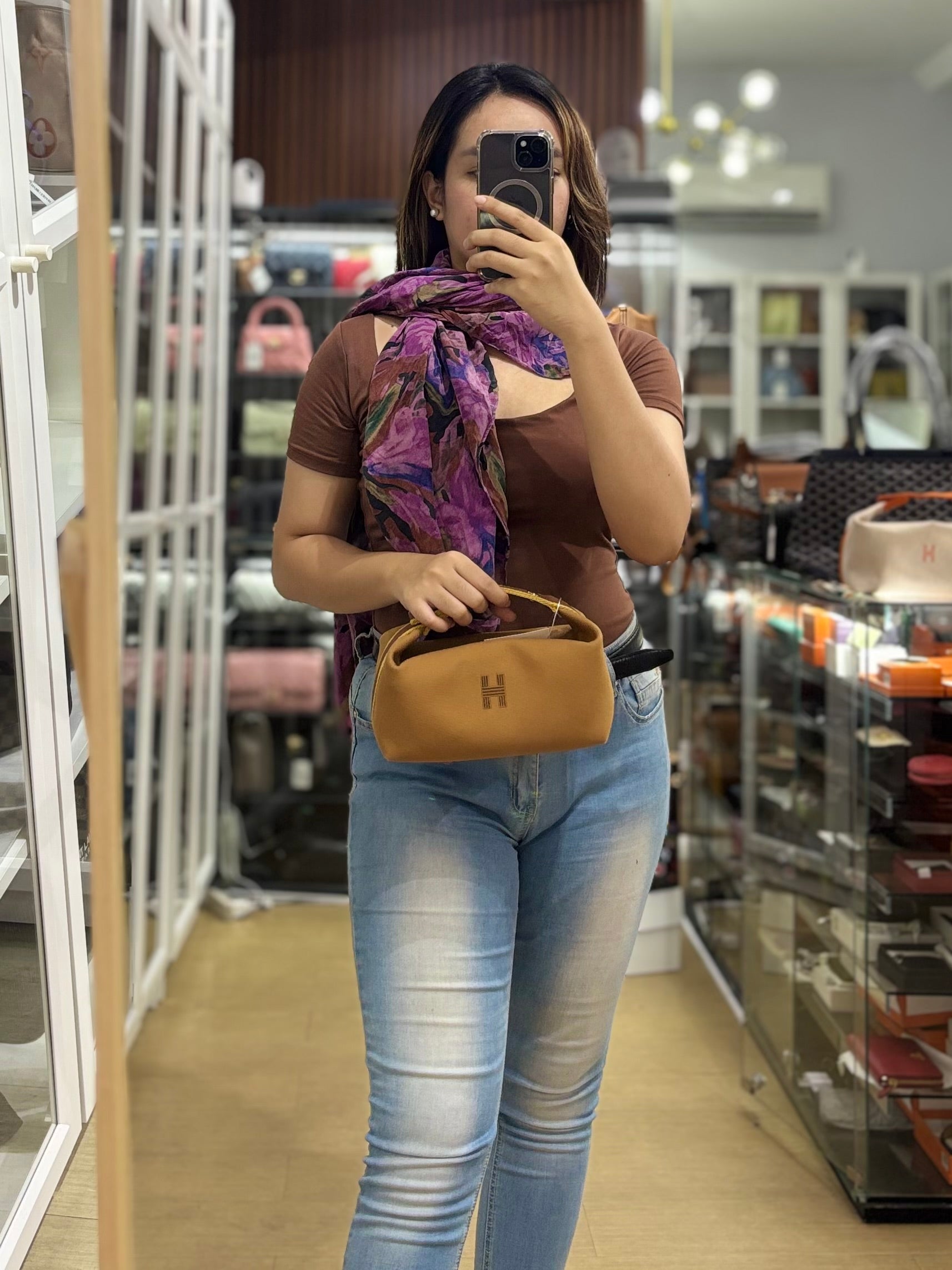 Bride-A-Brac Small Pouch Ocre Canvas | Purse Maison Luxury Bags Shop