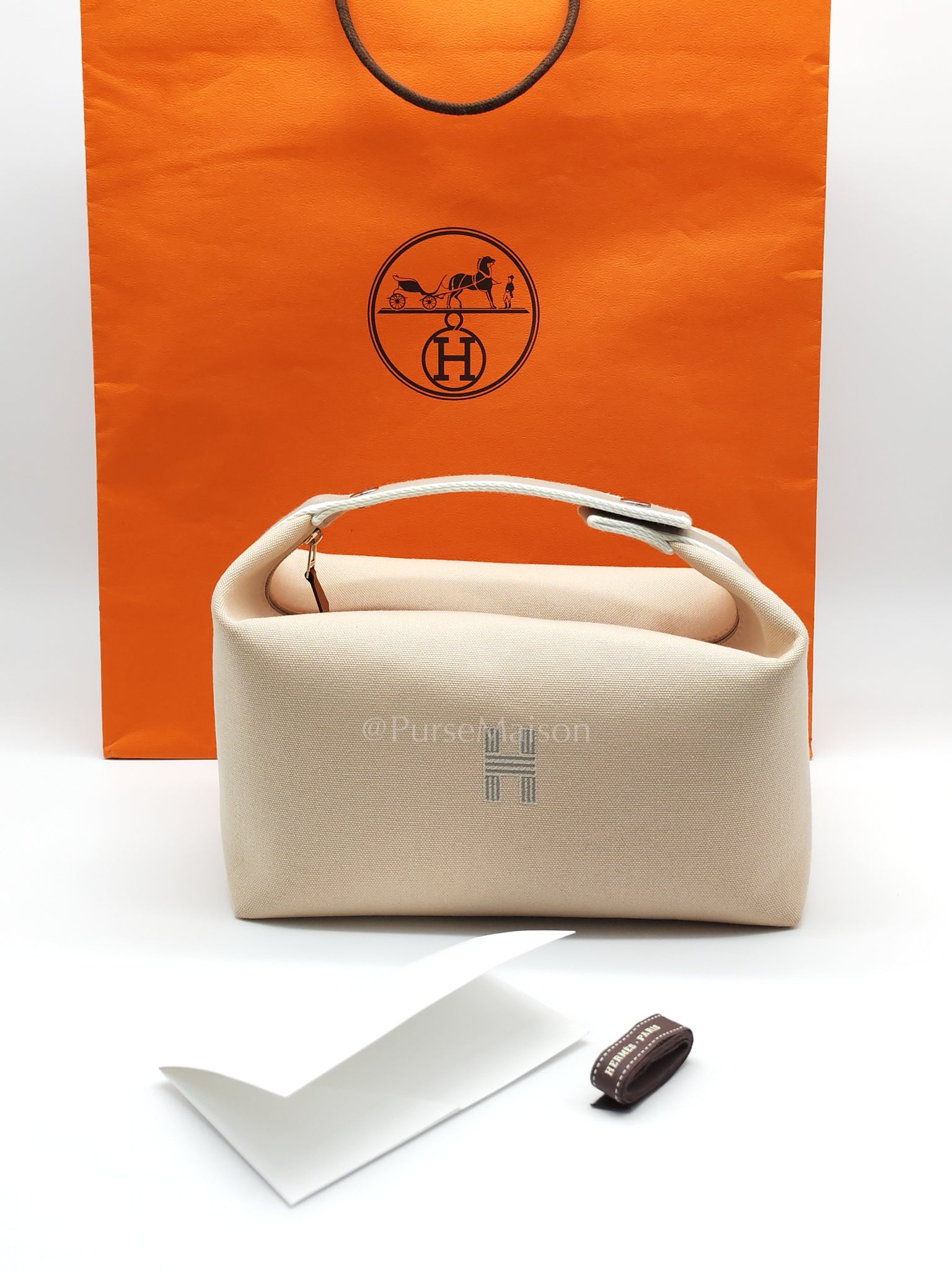 Bride A Bric GM Natural Cotton Vanity Case in Palladium Hardware | Purse Maison Luxury Bags Shop