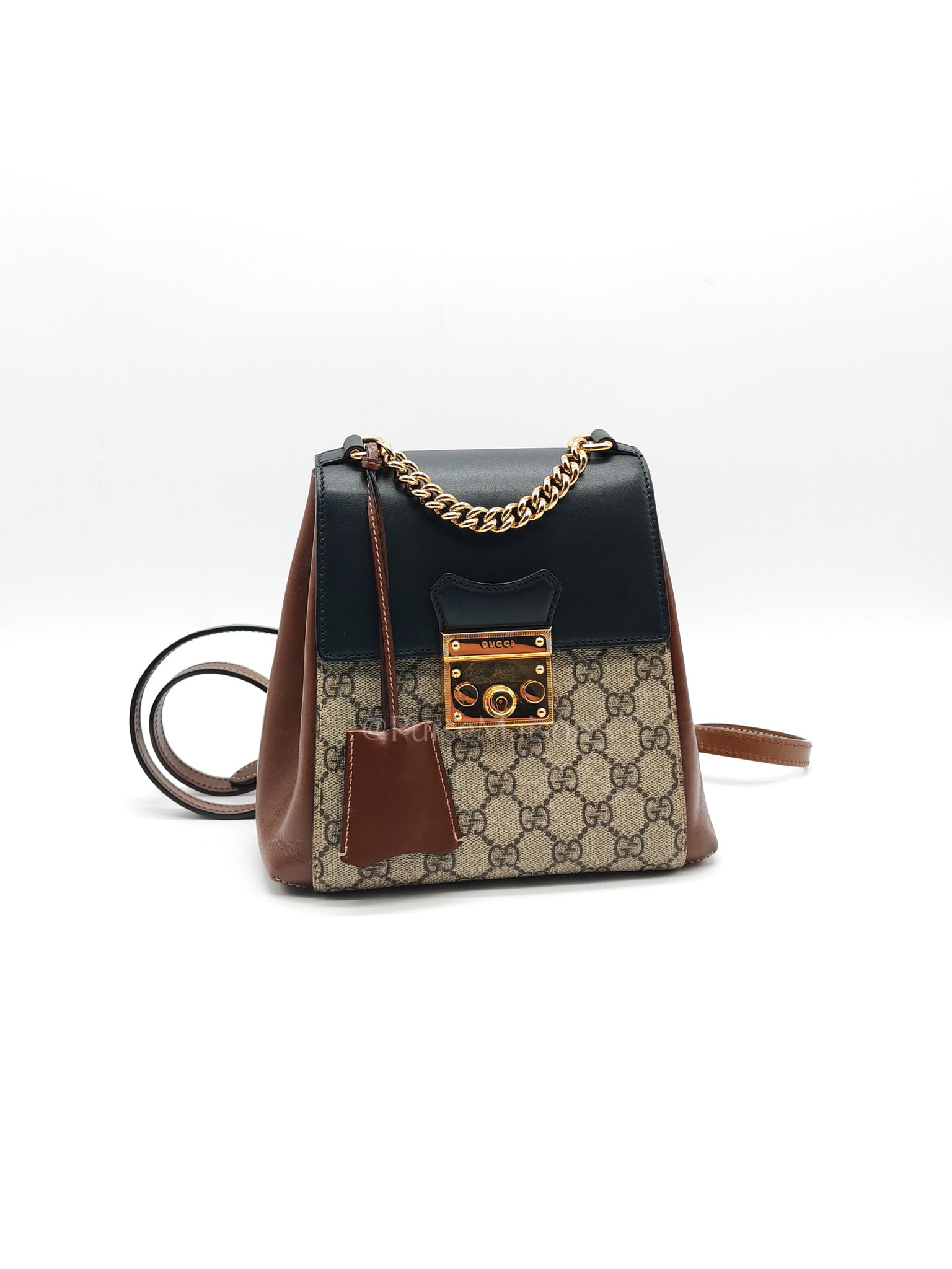 Padlock Mini Backpack in GG Supreme Canvas & Gold Hardware