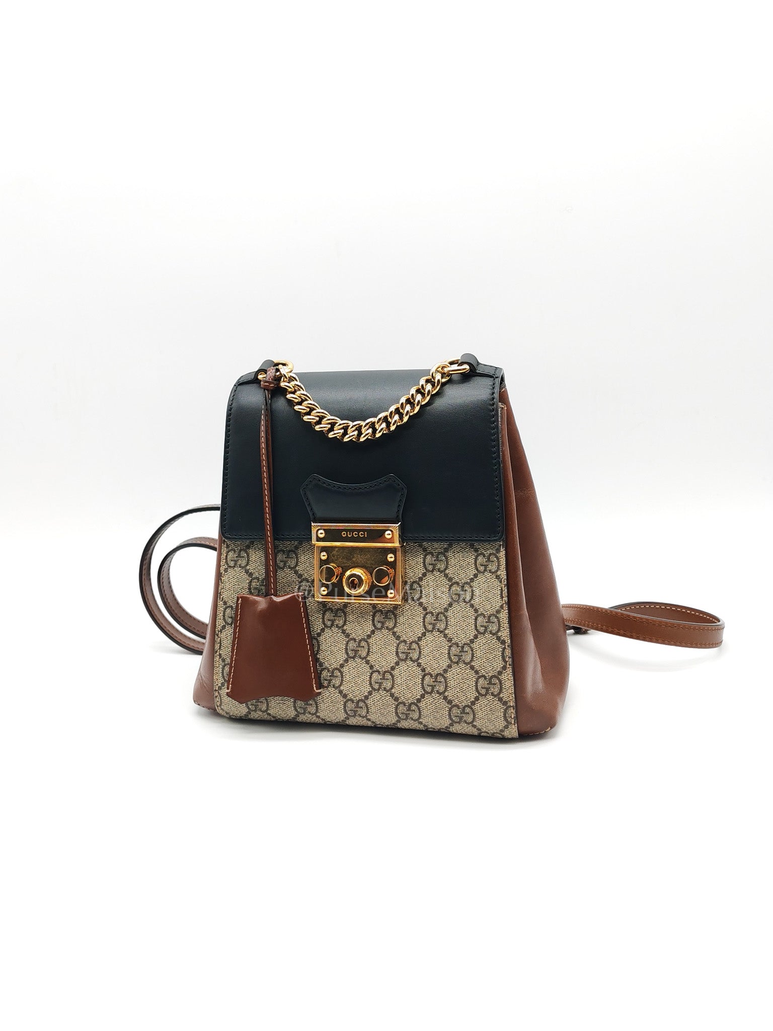 Padlock Mini Backpack in GG Supreme Canvas & Gold Hardware