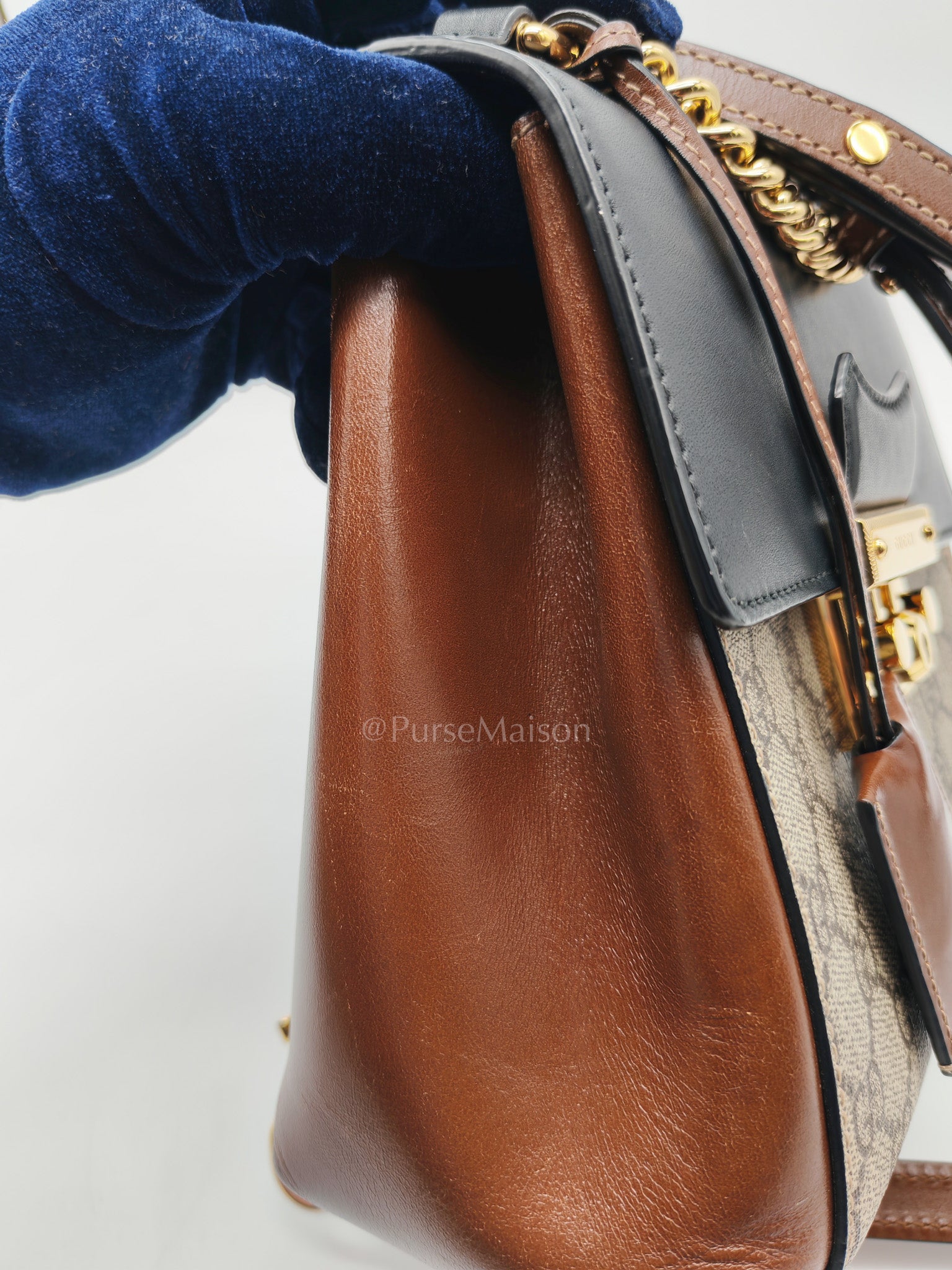 Padlock Mini Backpack in GG Supreme Canvas & Gold Hardware