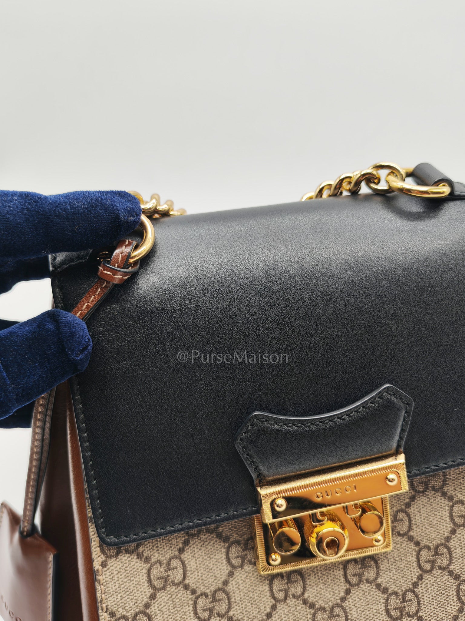 Padlock Mini Backpack in GG Supreme Canvas & Gold Hardware