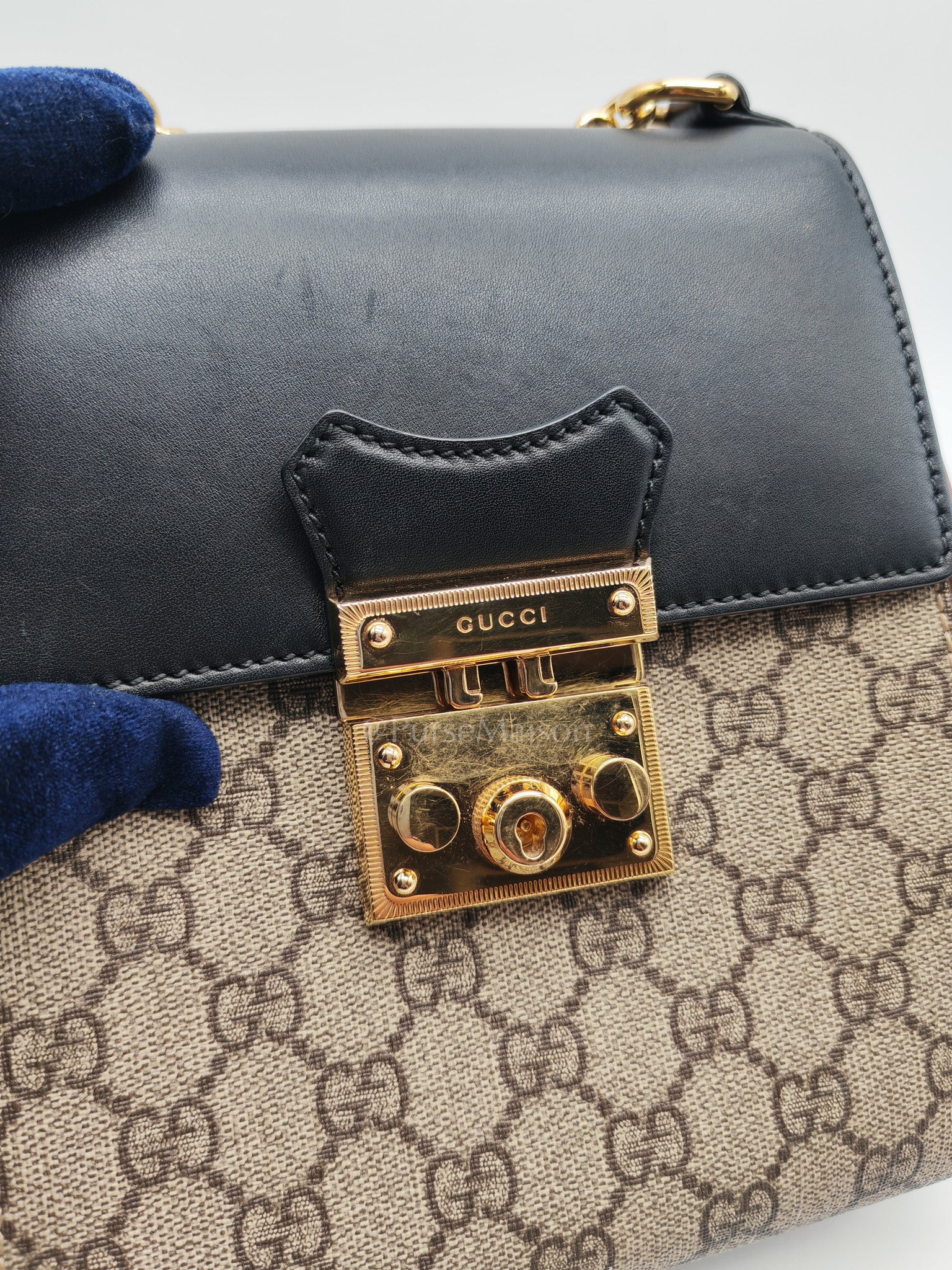 Padlock Mini Backpack in GG Supreme Canvas & Gold Hardware
