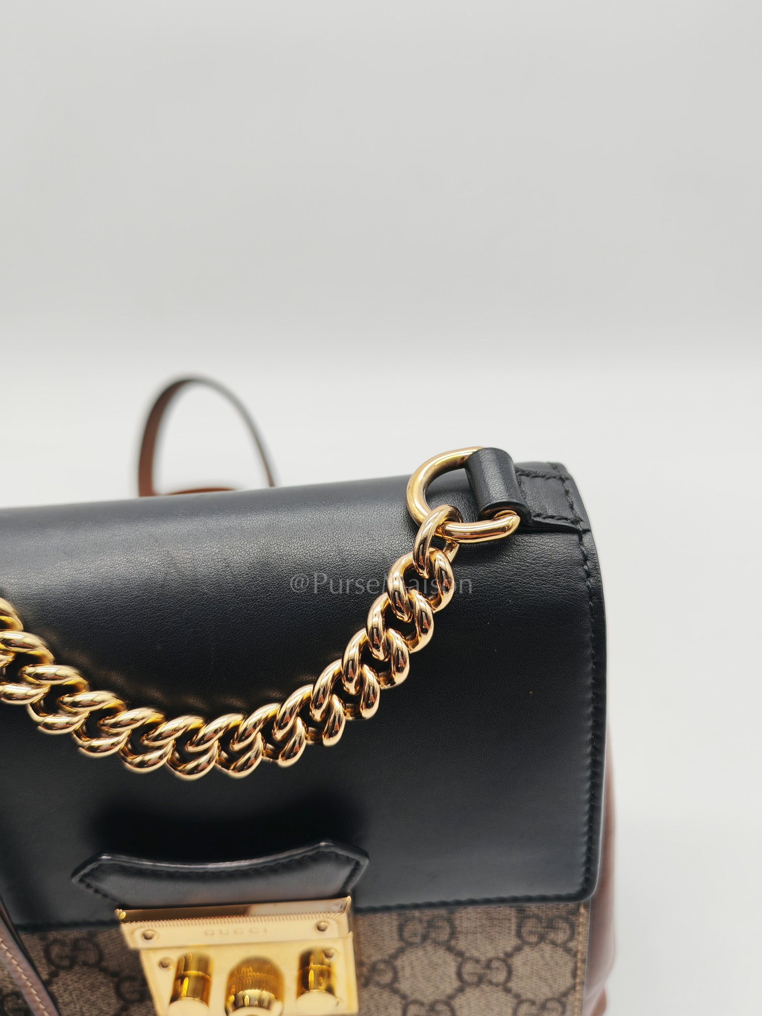 Padlock Mini Backpack in GG Supreme Canvas & Gold Hardware