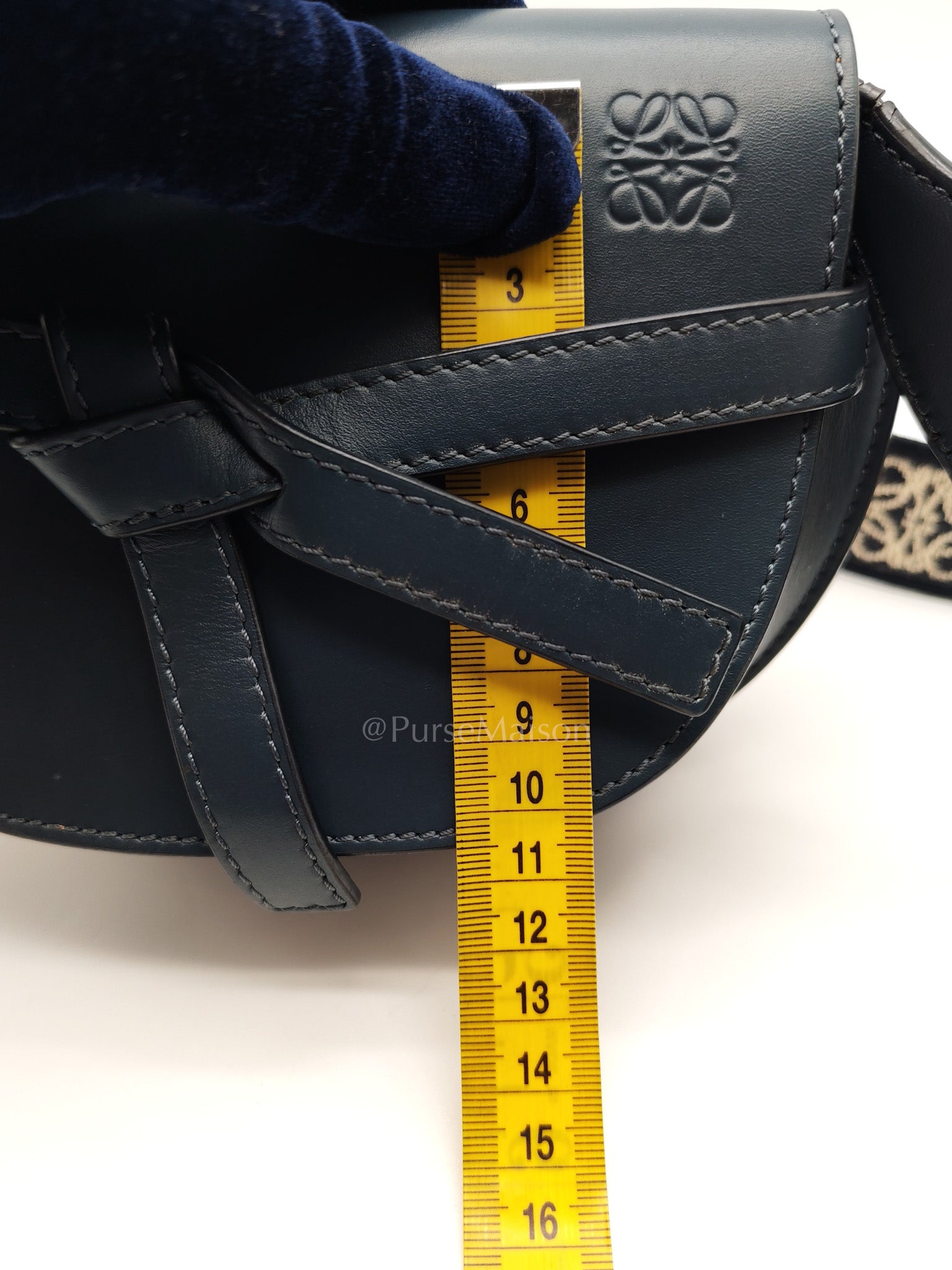 Bolso Gate Dual Bag Mini in Onyx Blue Smooth Calfskin Leather Crossbody Bag