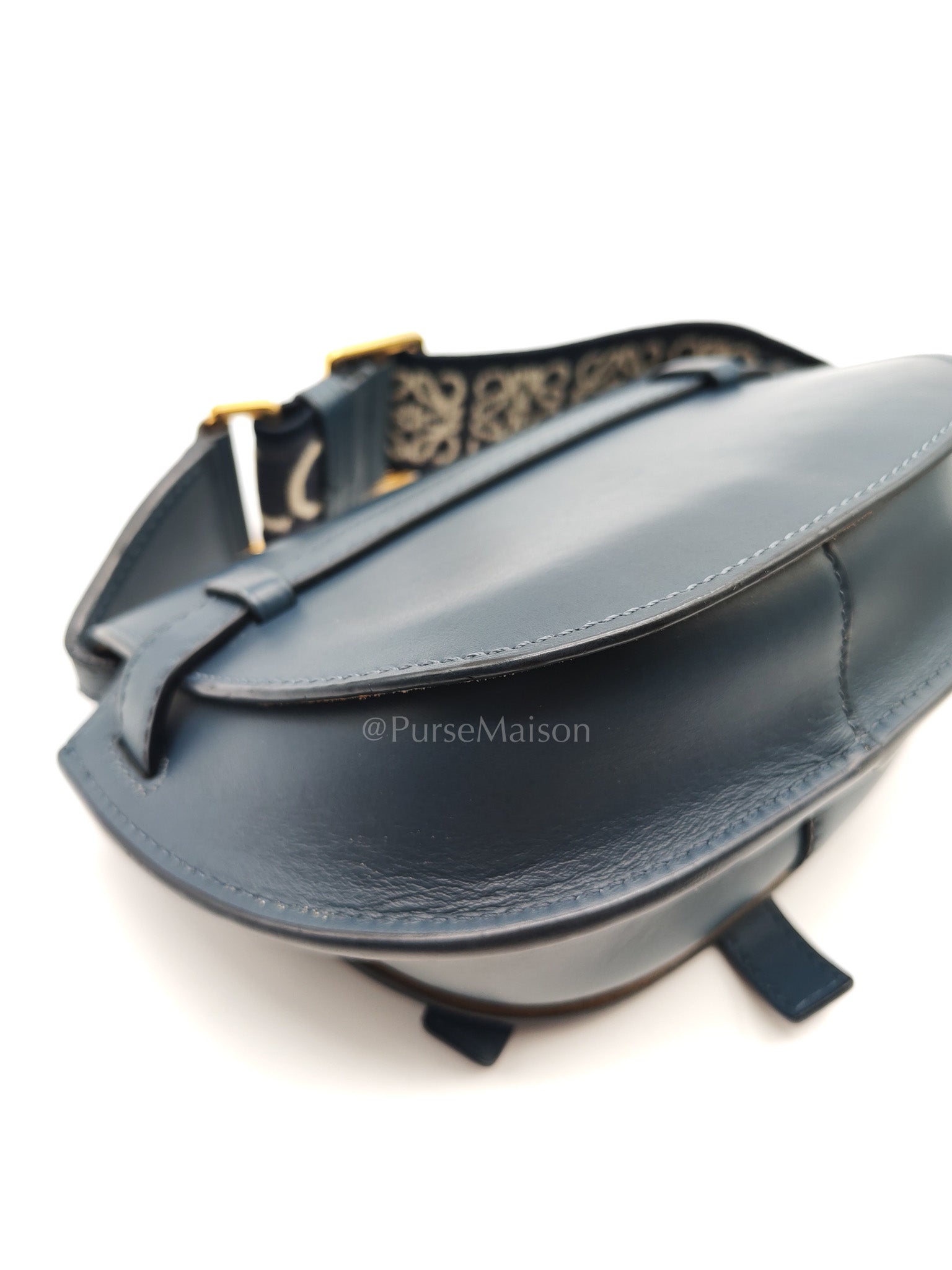 Bolso Gate Dual Bag Mini in Onyx Blue Smooth Calfskin Leather Crossbody Bag