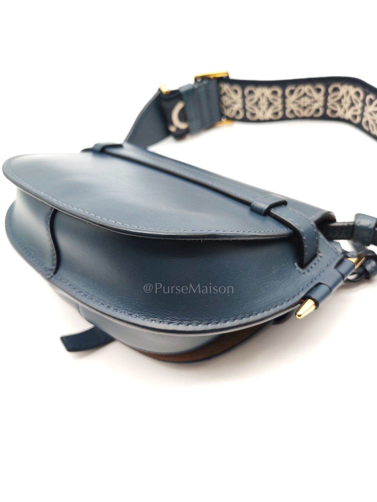 Bolso Gate Dual Bag Mini in Onyx Blue Smooth Calfskin Leather Crossbody Bag