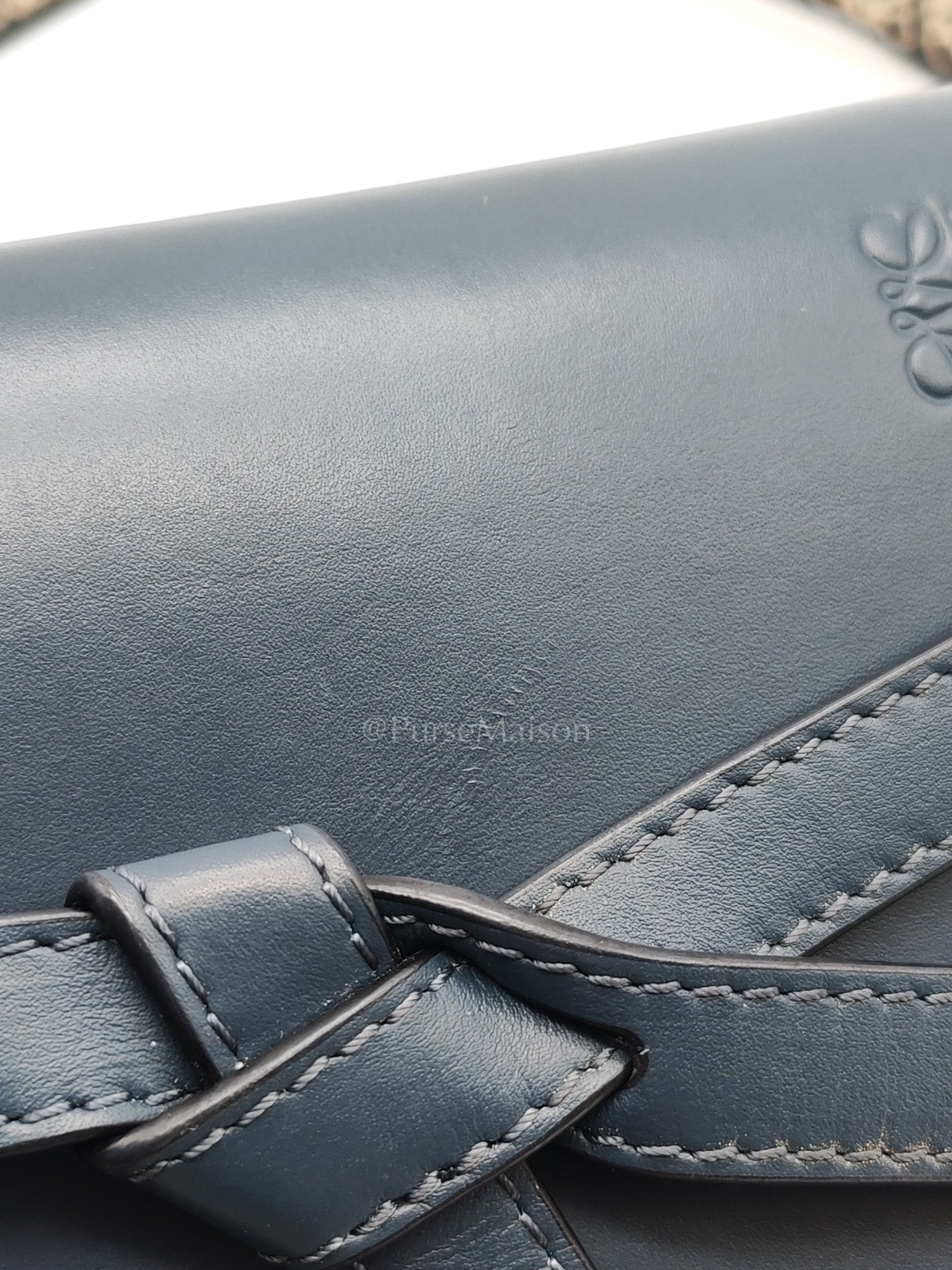 Bolso Gate Dual Bag Mini in Onyx Blue Smooth Calfskin Leather Crossbody Bag