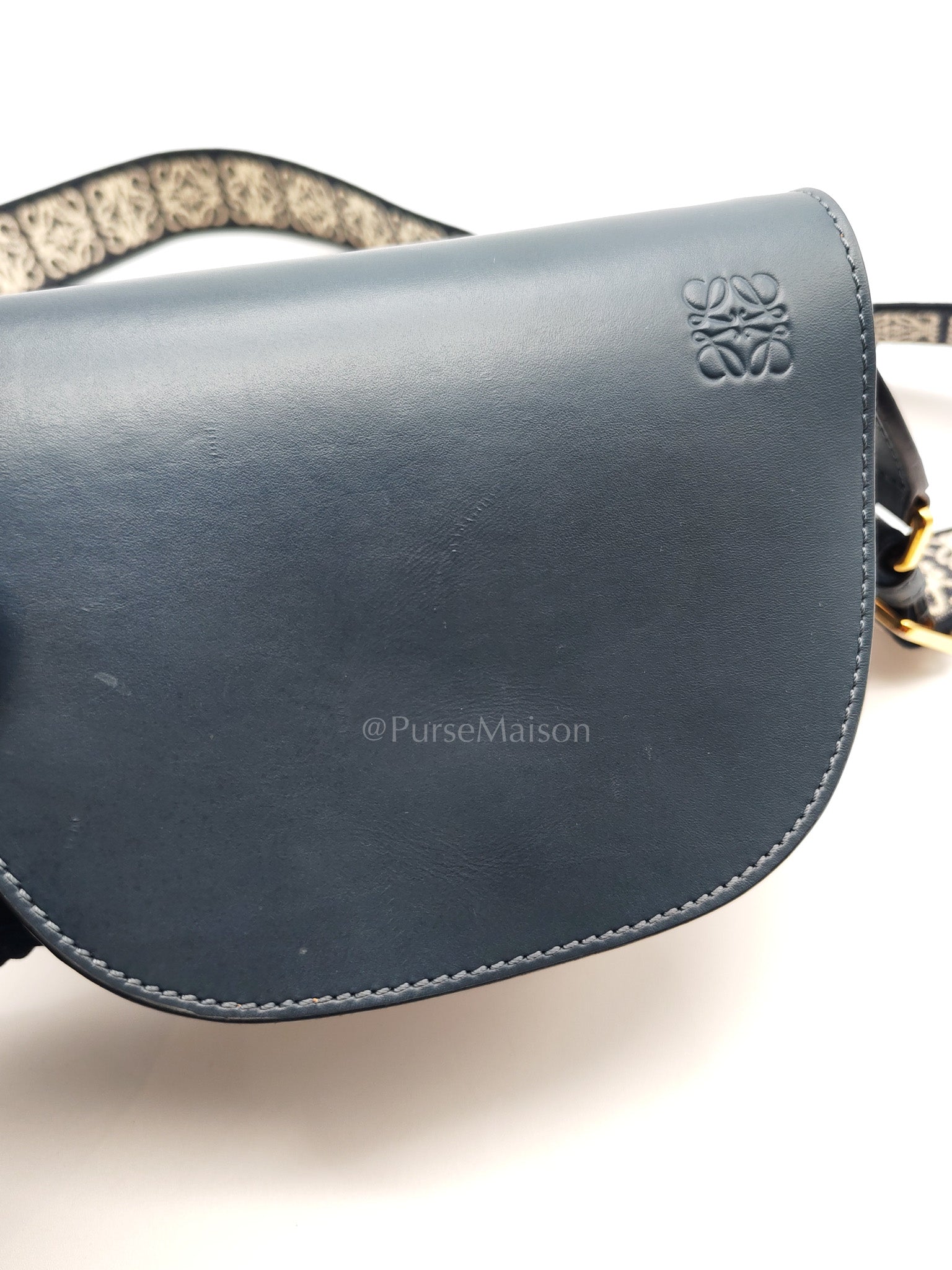 Bolso Gate Dual Bag Mini in Onyx Blue Smooth Calfskin Leather Crossbody Bag