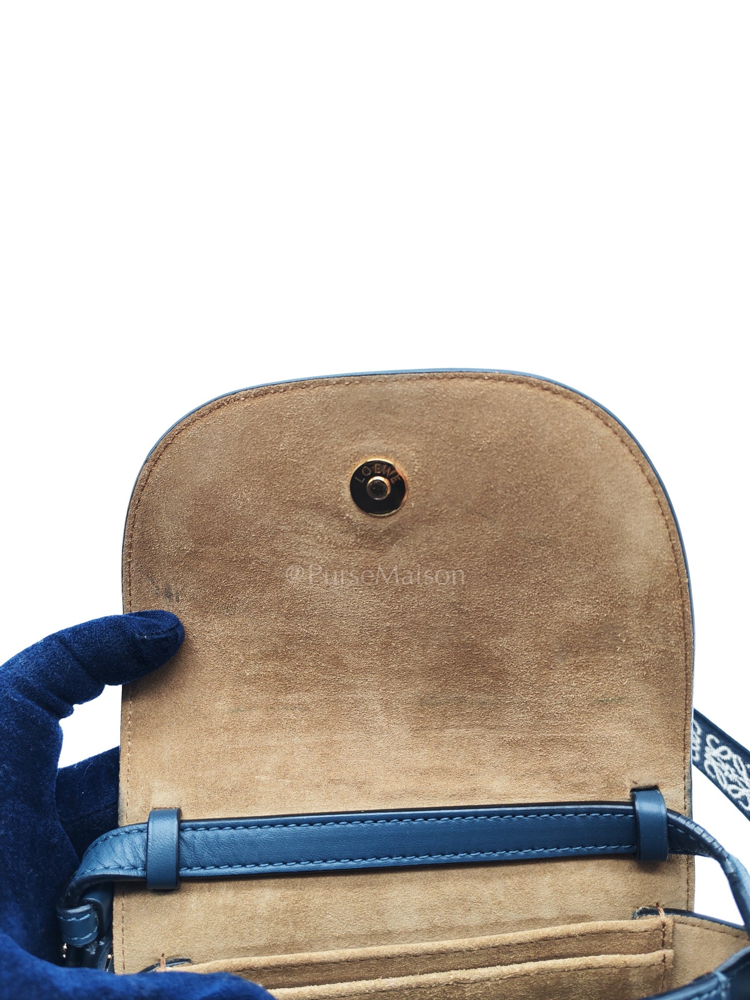 Bolso Gate Dual Bag Mini in Onyx Blue Smooth Calfskin Leather Crossbody Bag