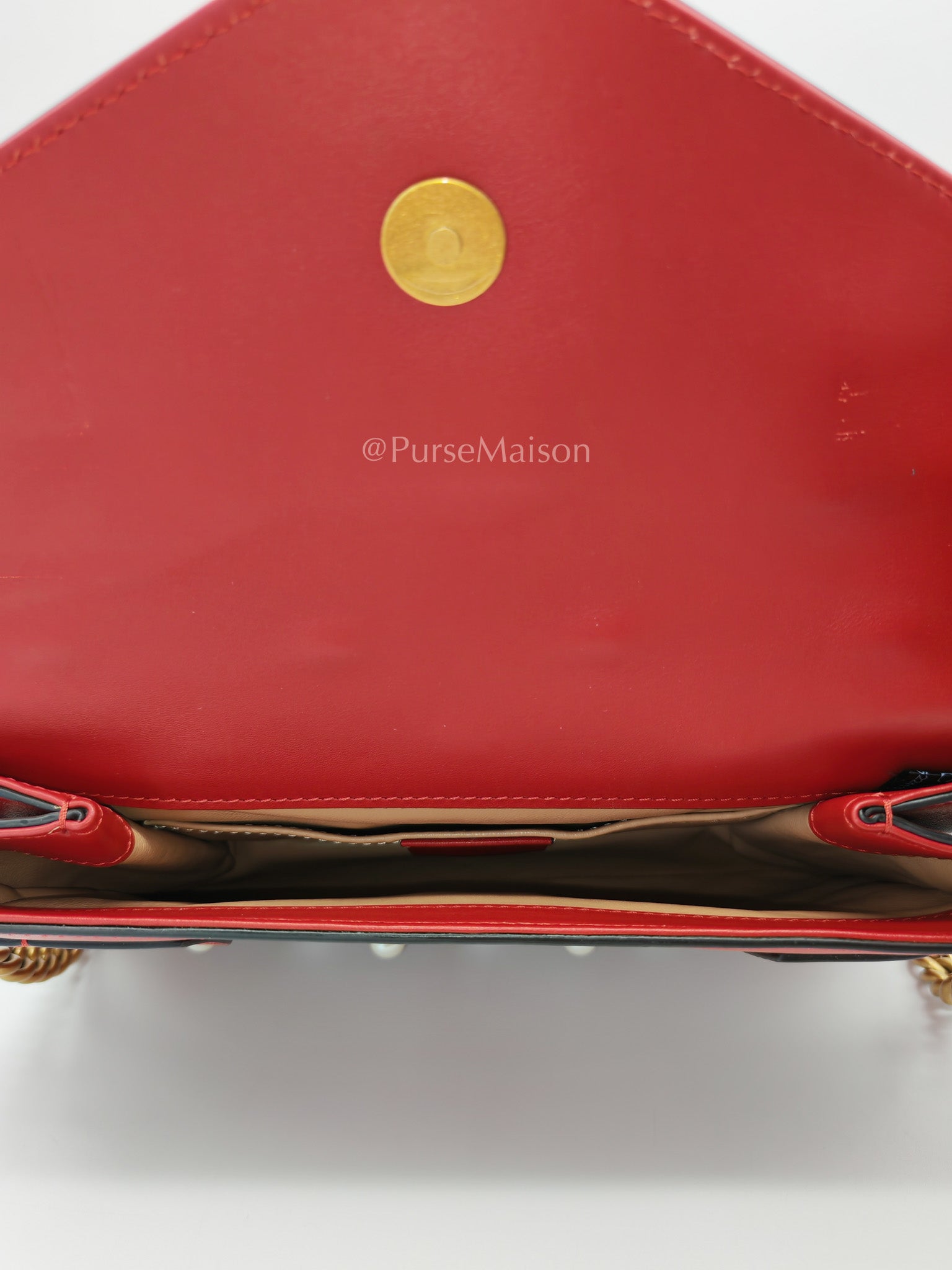 Broadway Pearl Studded Shoulder Bag in Red Prominent Crystal-Embellished Bee | Purse Maison Luxury Bags Shop