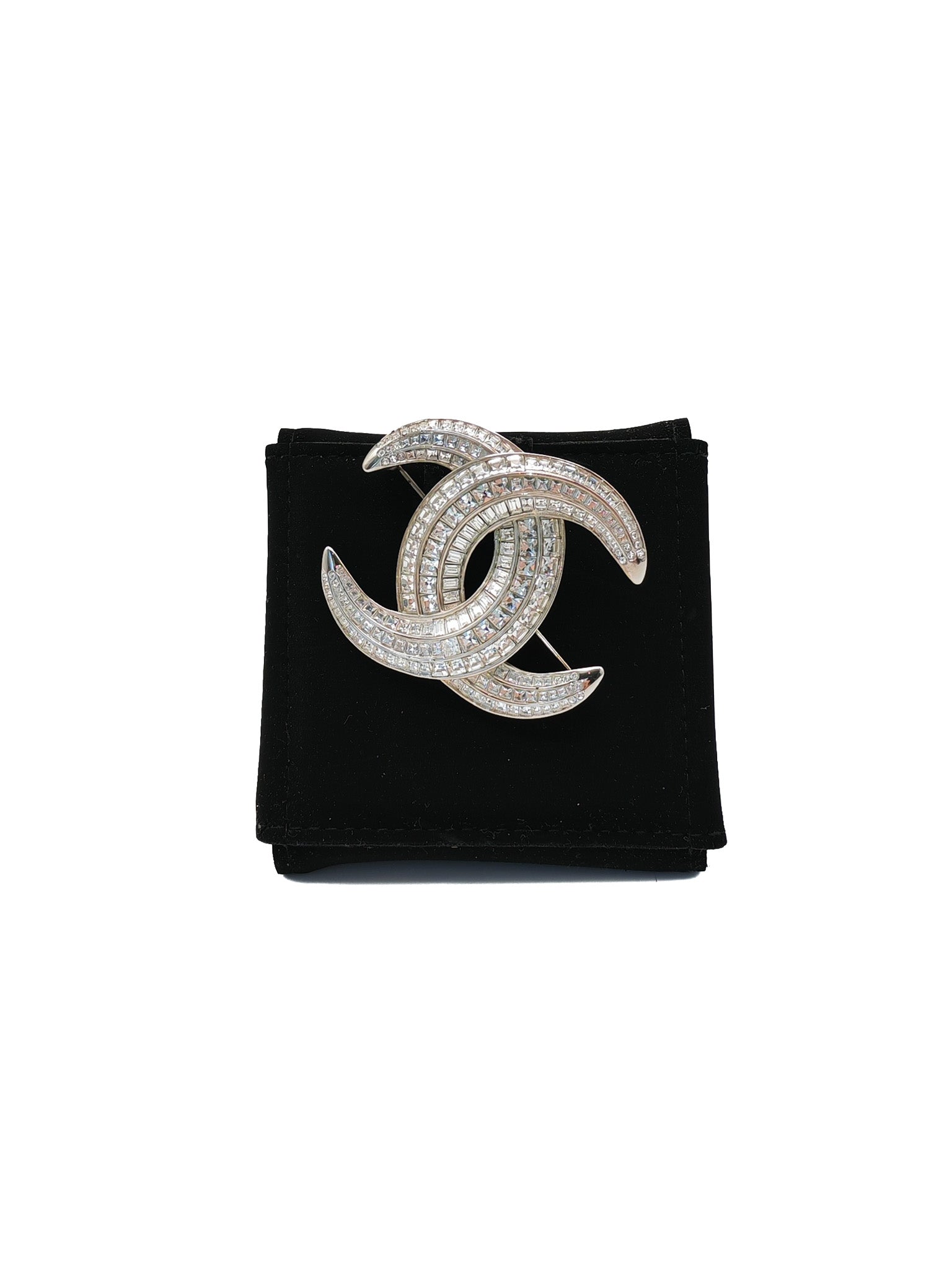 Brooch Silver with Rhinestone | Purse Maison Luxury Bags Shop