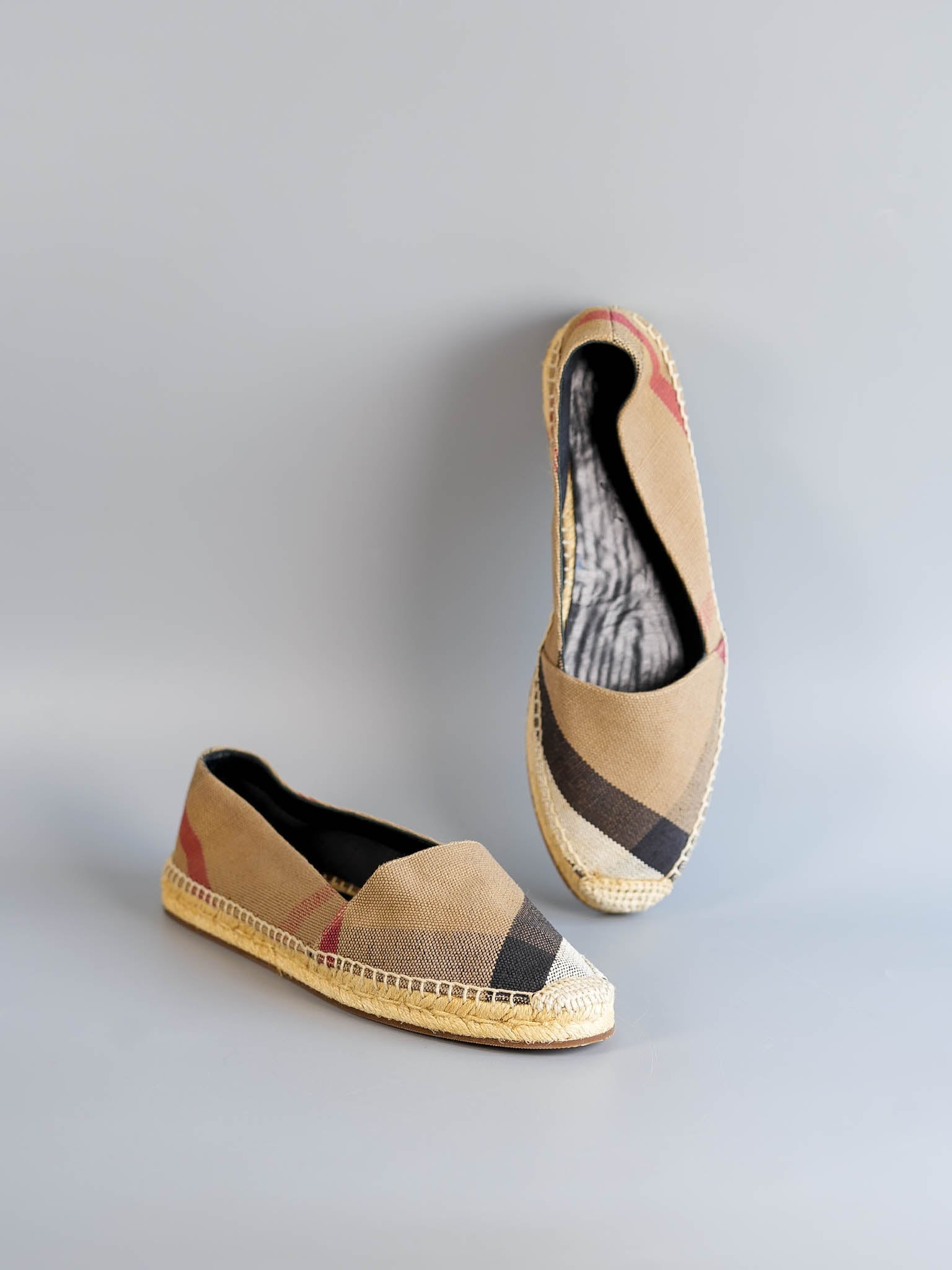 Brown House Check Canvas Hodgeson Espadrille Flats Size 40 (26cm) | Purse Maison Luxury Bags Shop